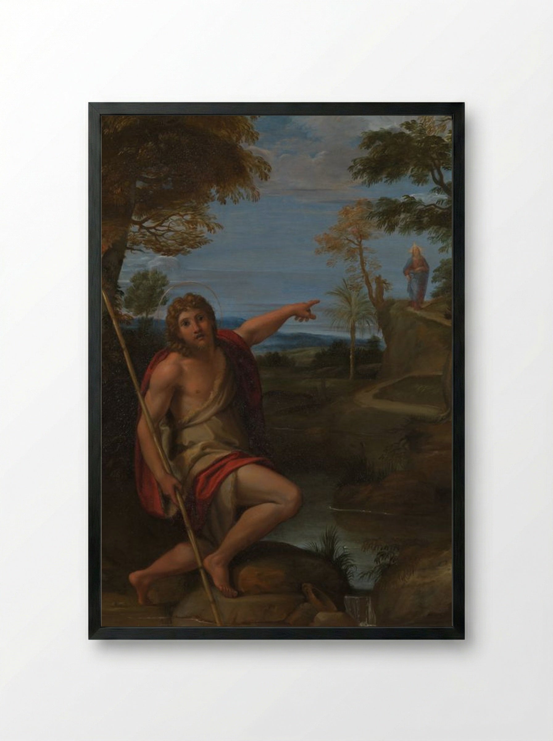 Saint John the Baptist Bearing Witness - Annibale Carracci - Framed Print Black