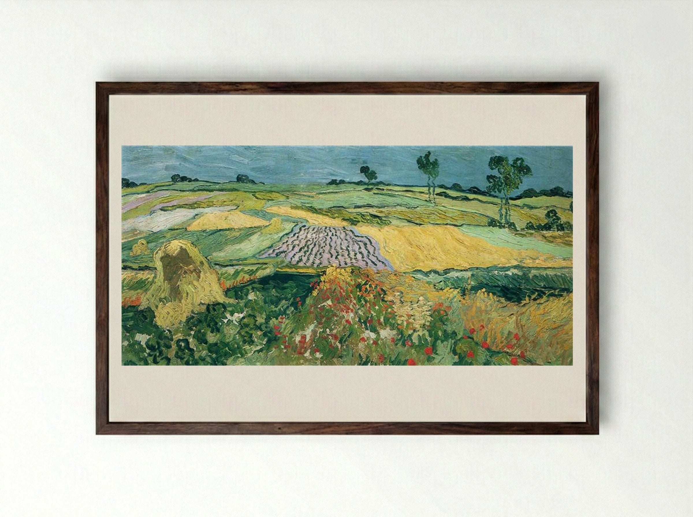 Wheatfield - Vincent van Gogh - Framed Print Dark Wood