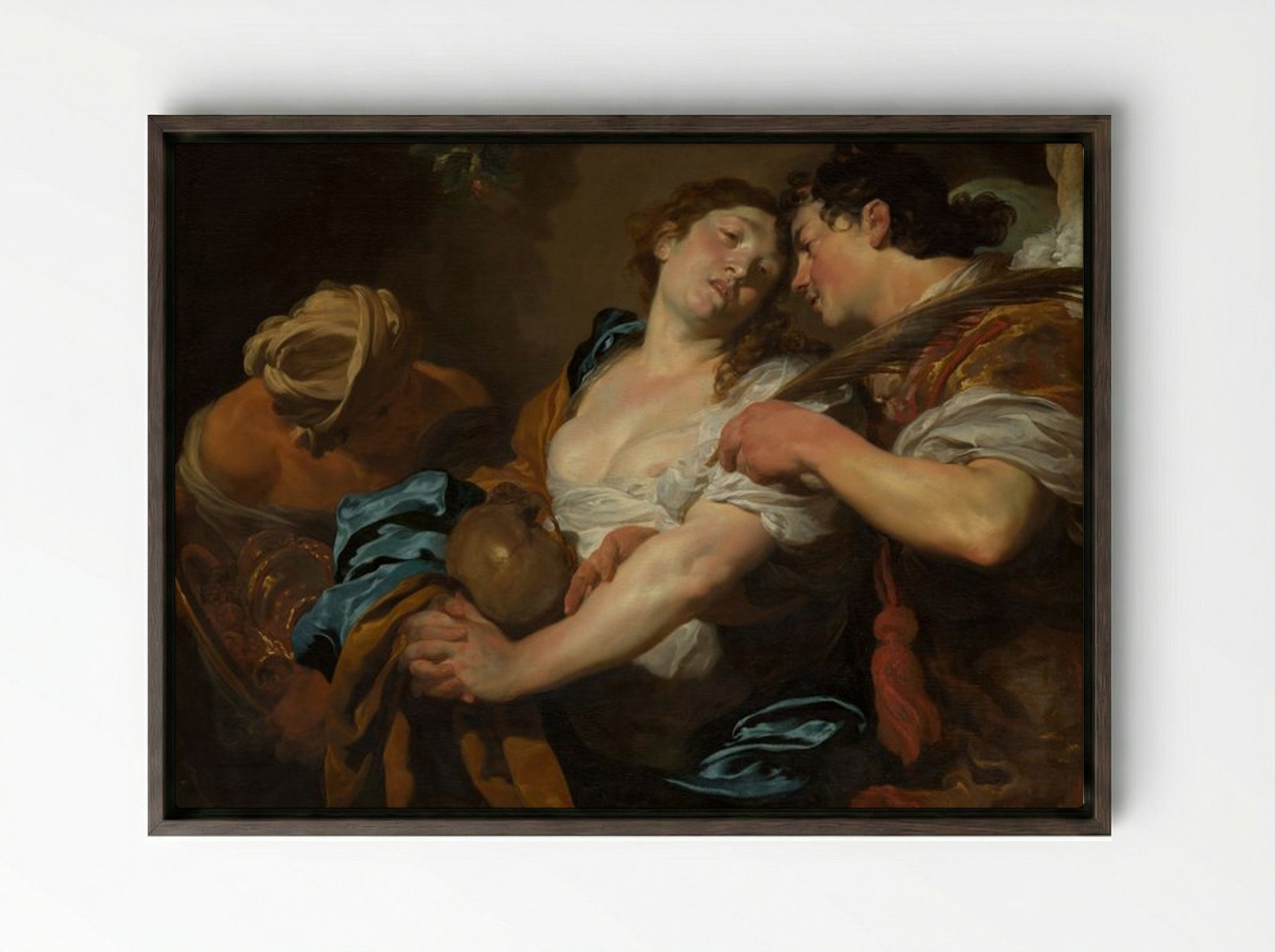 The Temptation of Saint Mary Magdalen - Johann Liss - Framed Canvas Dark Wood