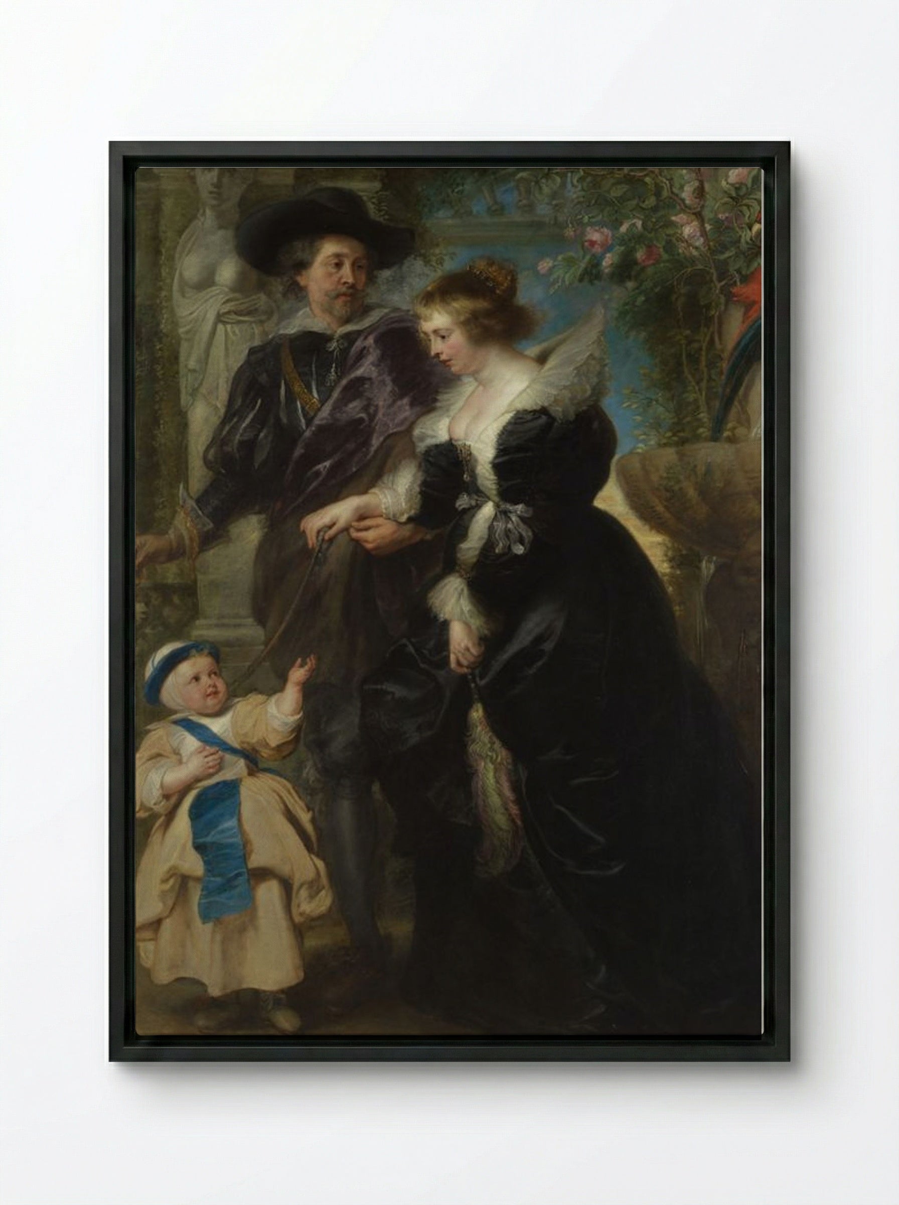 Helena Fourment and Their Son Frans - Peter Paul Rubens - Framed Canvas Black