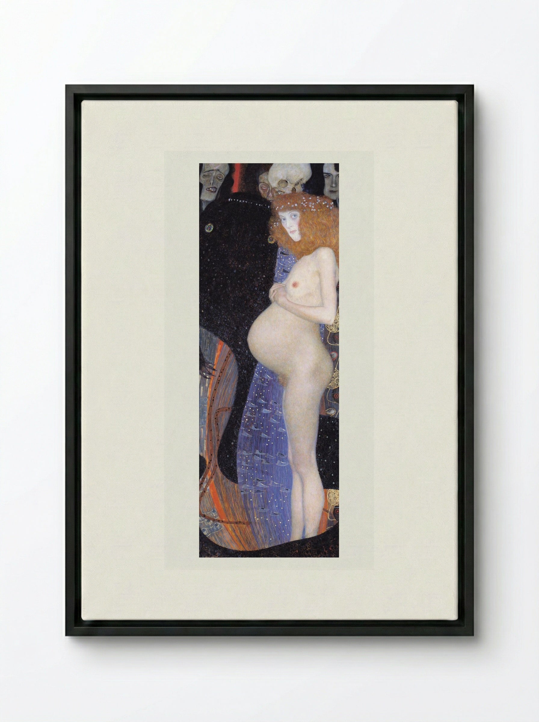 Hope I - Gustav Klimt - Framed Canvas Black