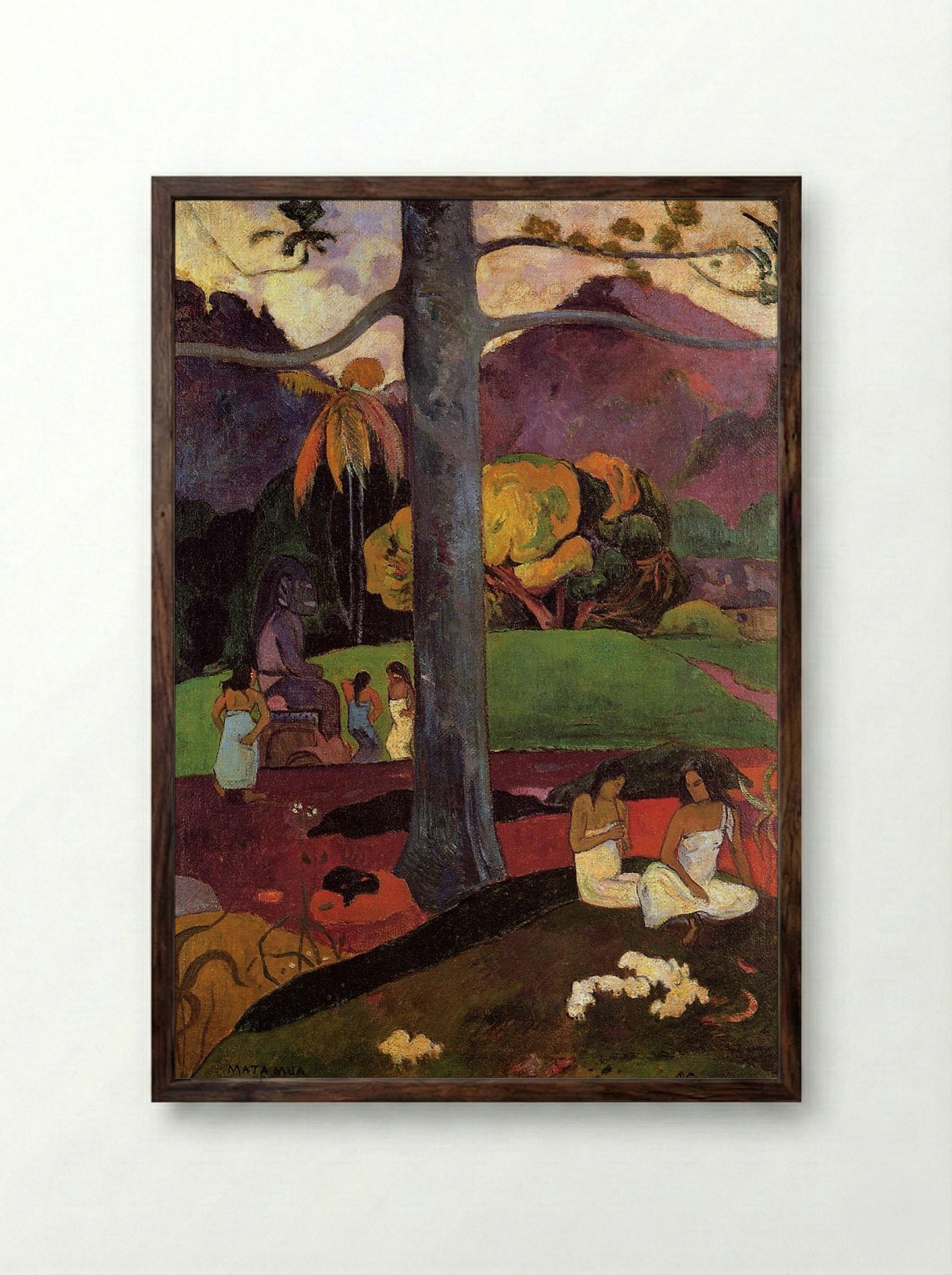 Mata Mua (In Olden Times) - Paul Gauguin - Framed Print Dark Wood