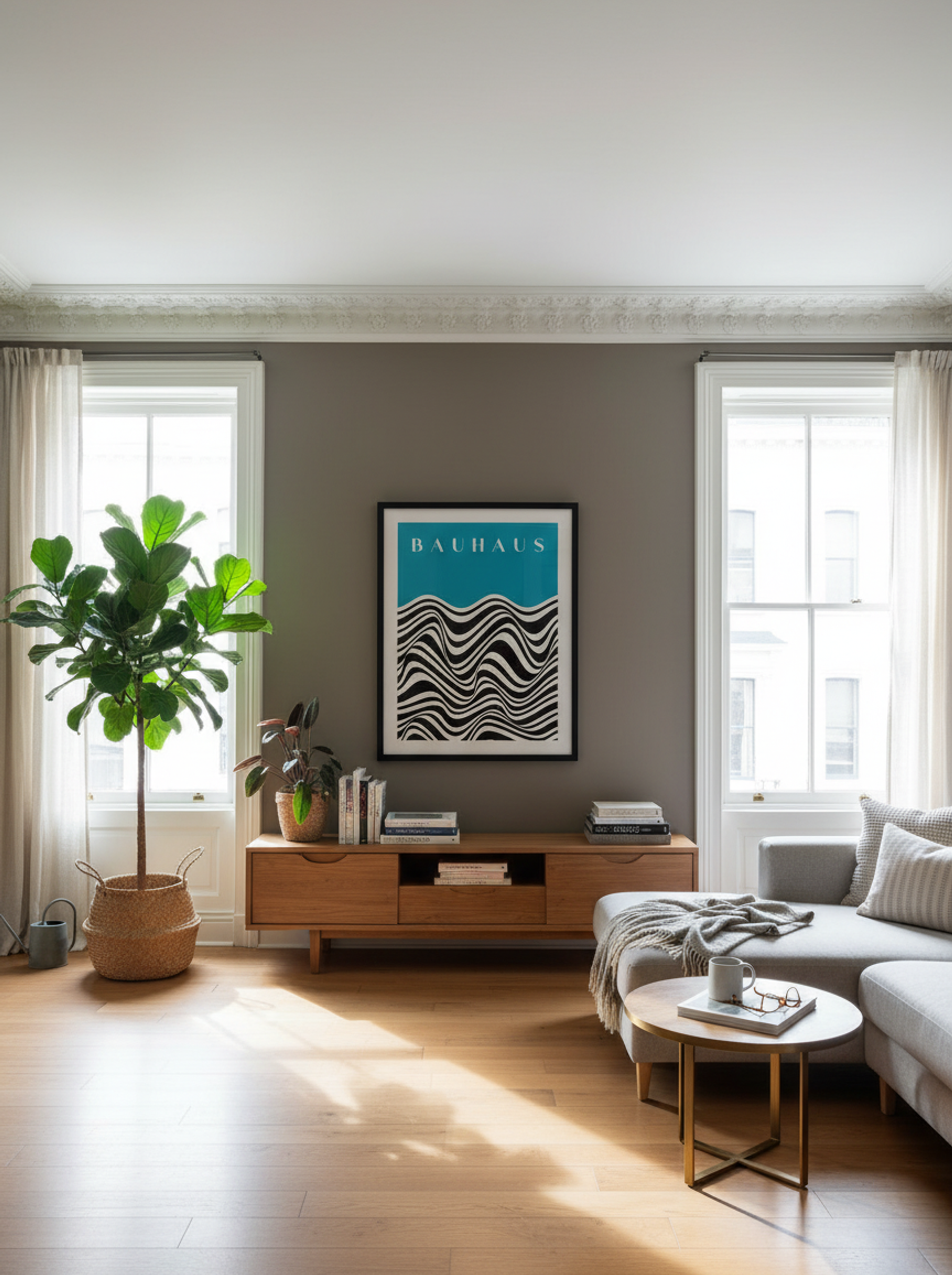 Bauhaus Waves on Cyan - Lifestyle