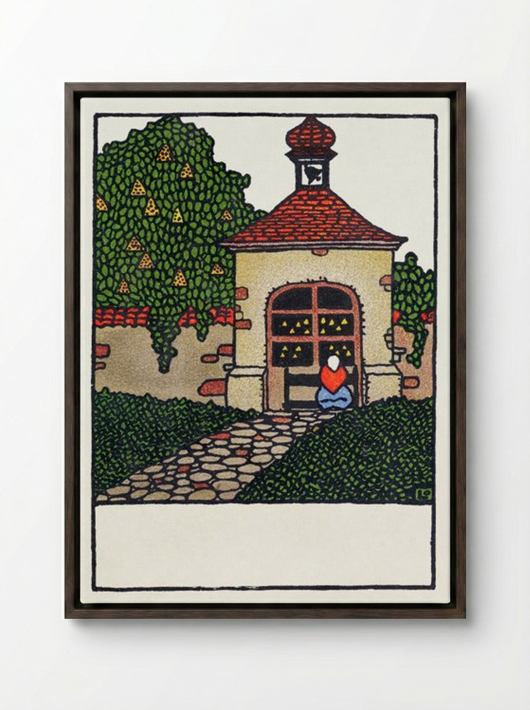 Easter Card with Chapel - Otto Friedrich Carl Lendecke - Framed Canvas Dark Wood