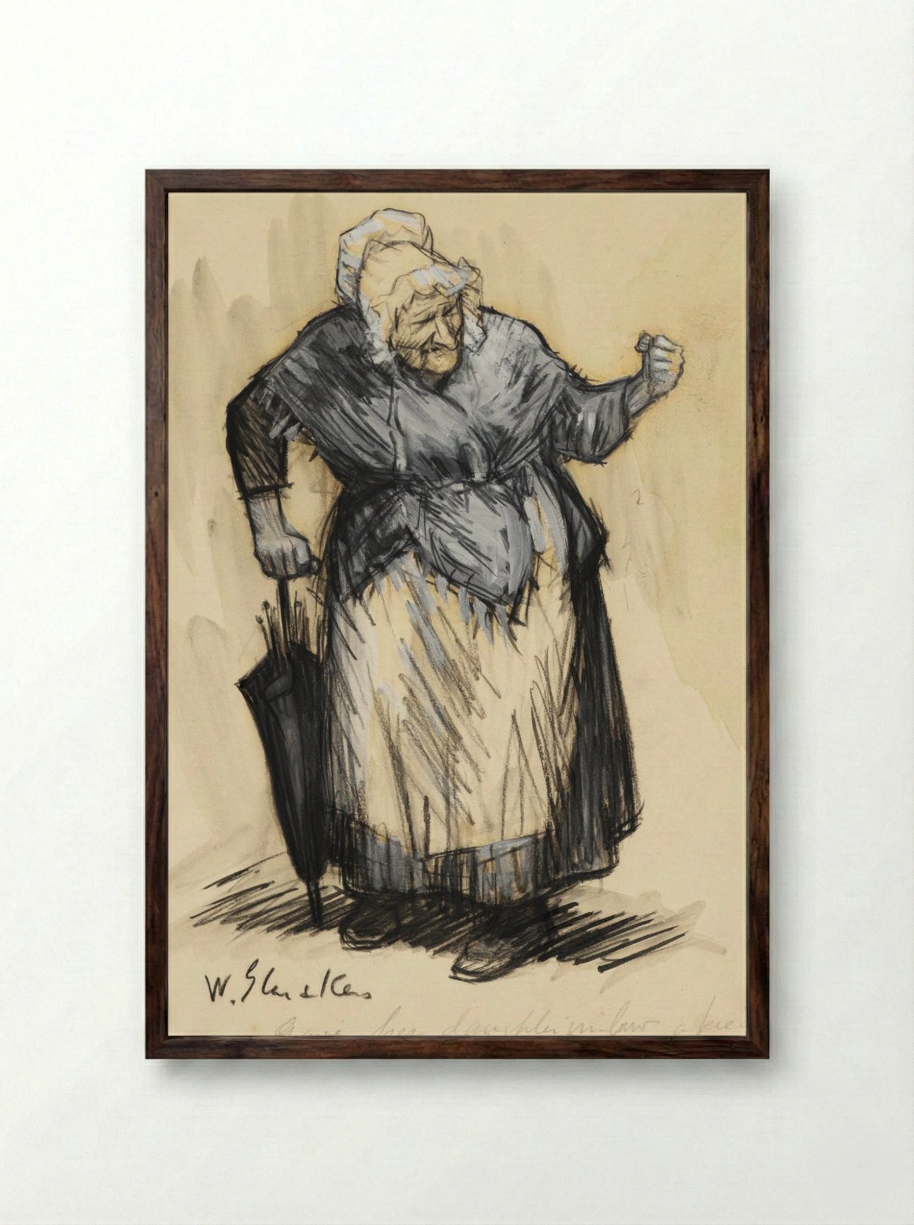 She Gave Her Daughter-in-Law a Piece of Her Mind - William James Glackens - Framed Print Dark Wood