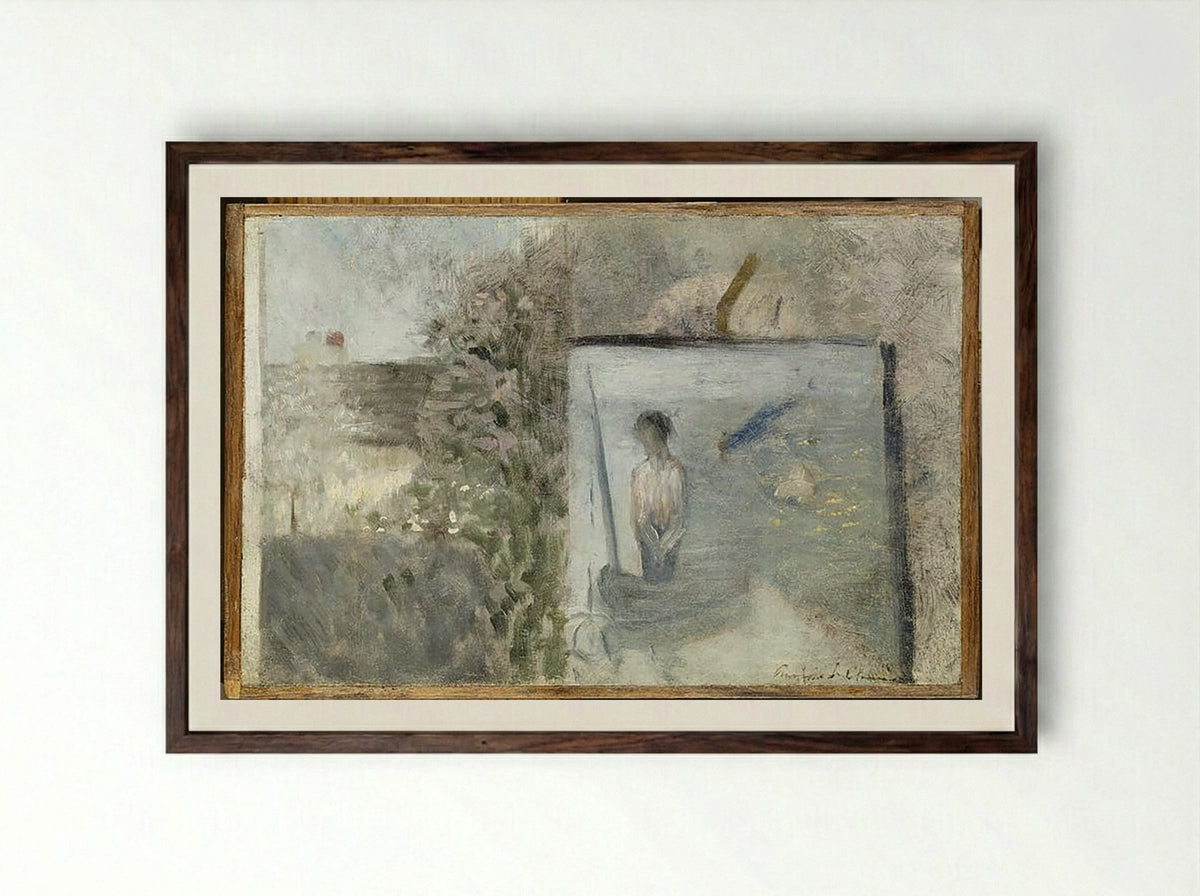 Landscape with Bathers - Pierre Puvis de Chavannes - Framed Print Dark Wood