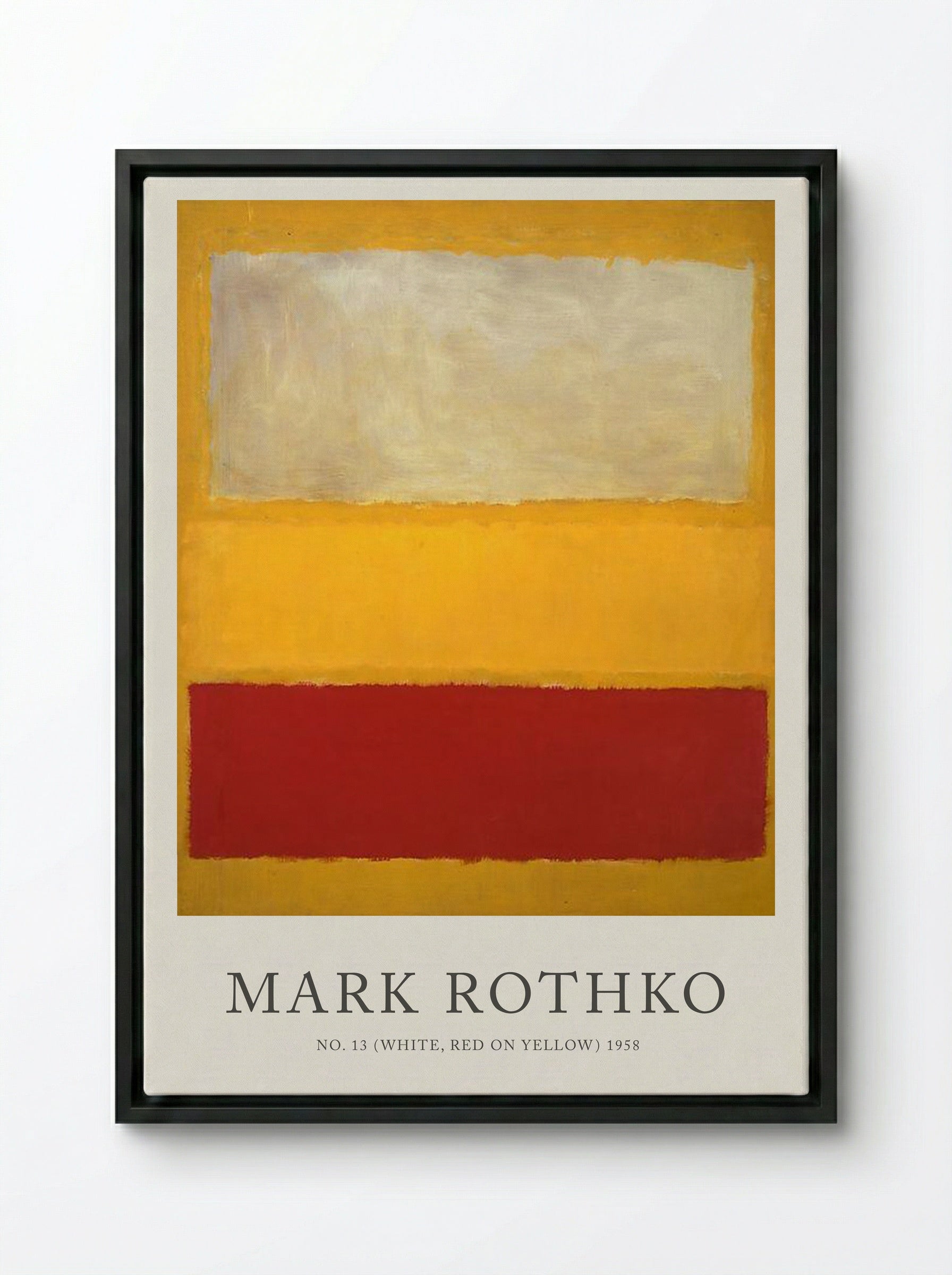 No. 13 (White, Red on Yellow) - Mark Rothko - Framed Canvas Black
