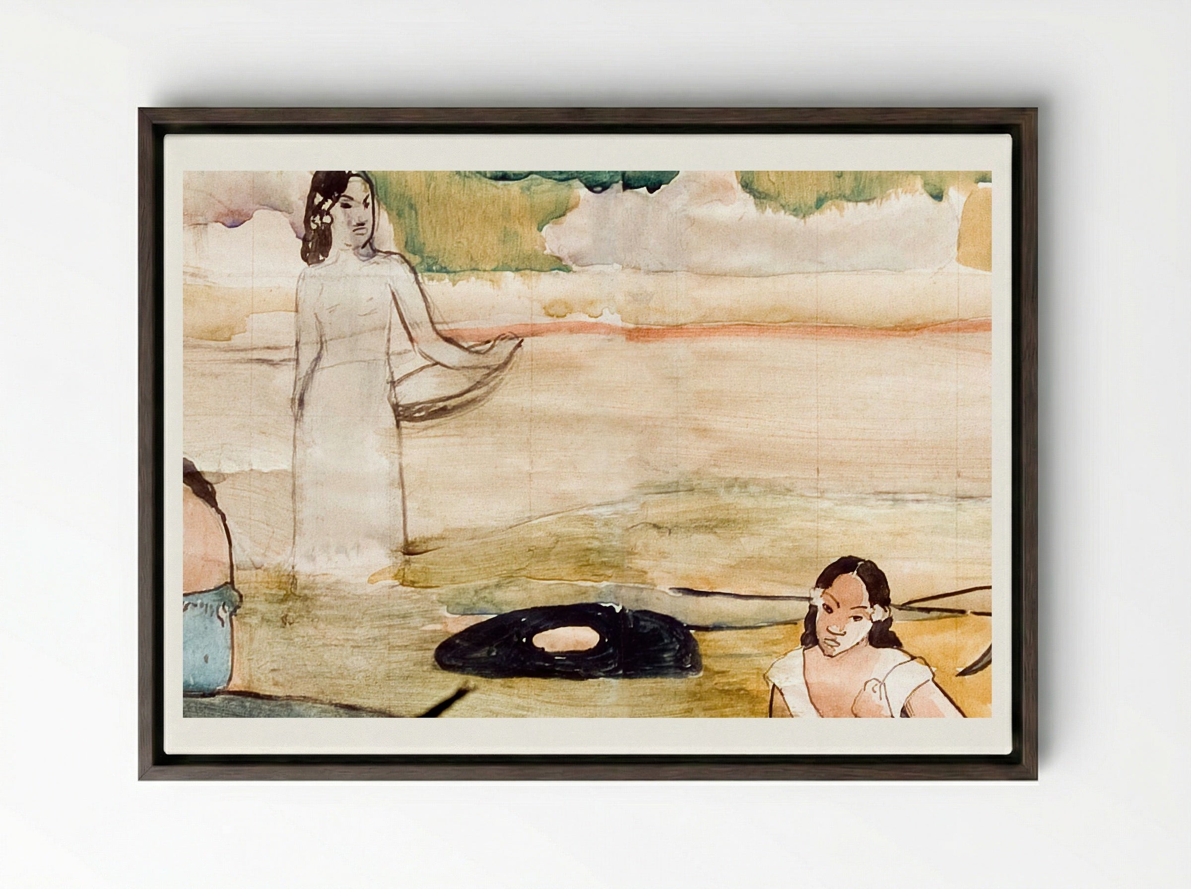 Study from Tahiti - Paul Gauguin - Framed Canvas Dark Wood