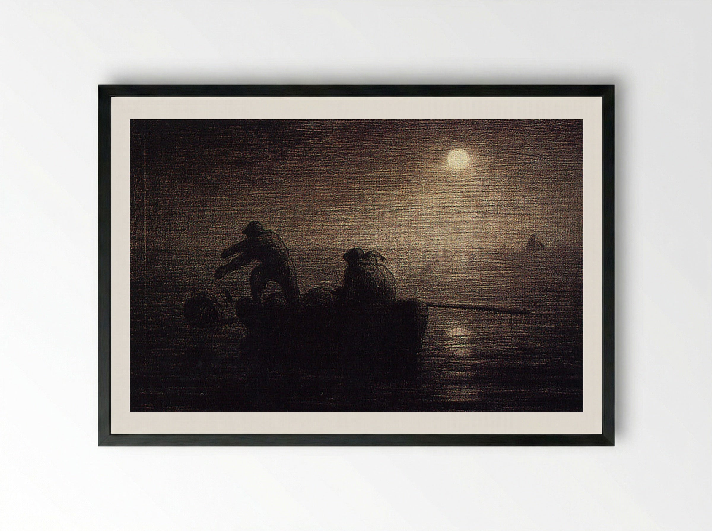 Fishermen at Sea - Georges Seurat - Framed Print Black