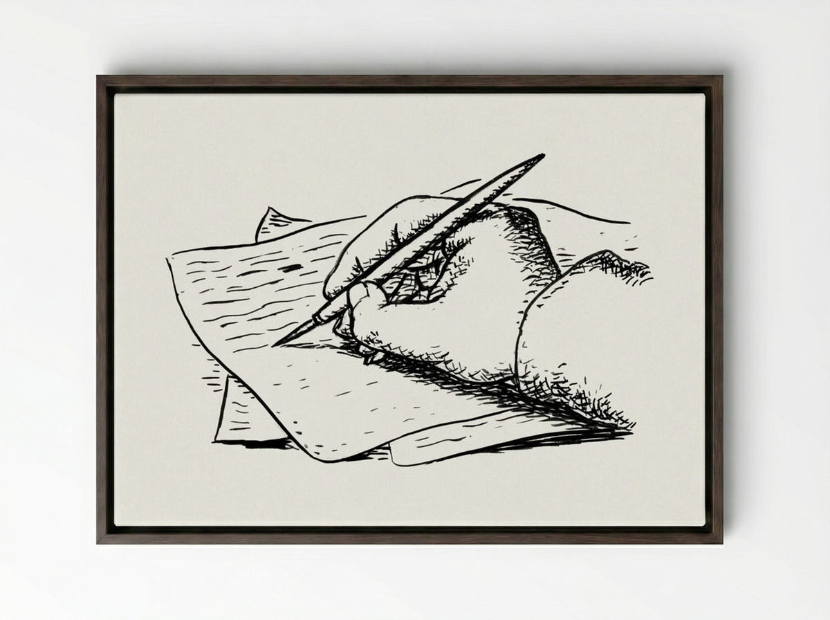 Writing Hand - Leo Gestel - Framed Canvas Dark Wood