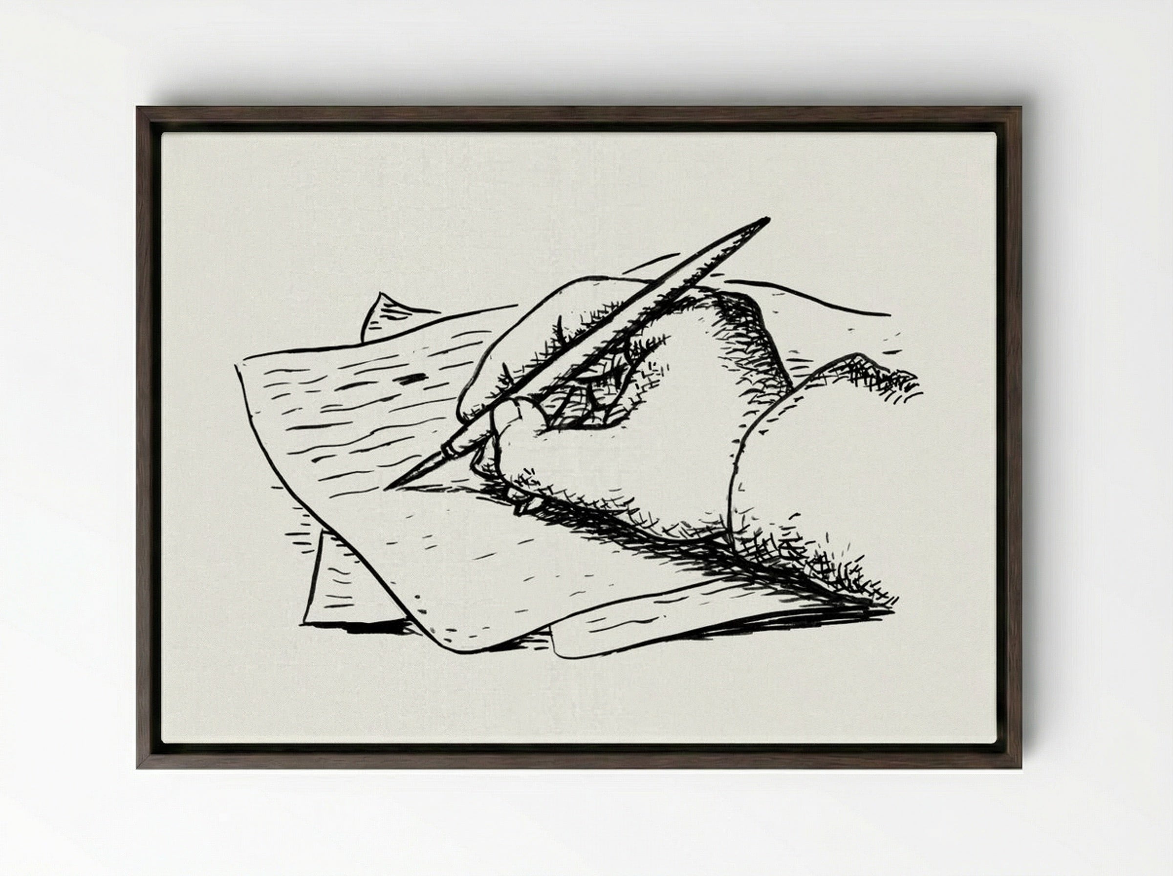 Writing Hand - Leo Gestel - Framed Canvas Dark Wood