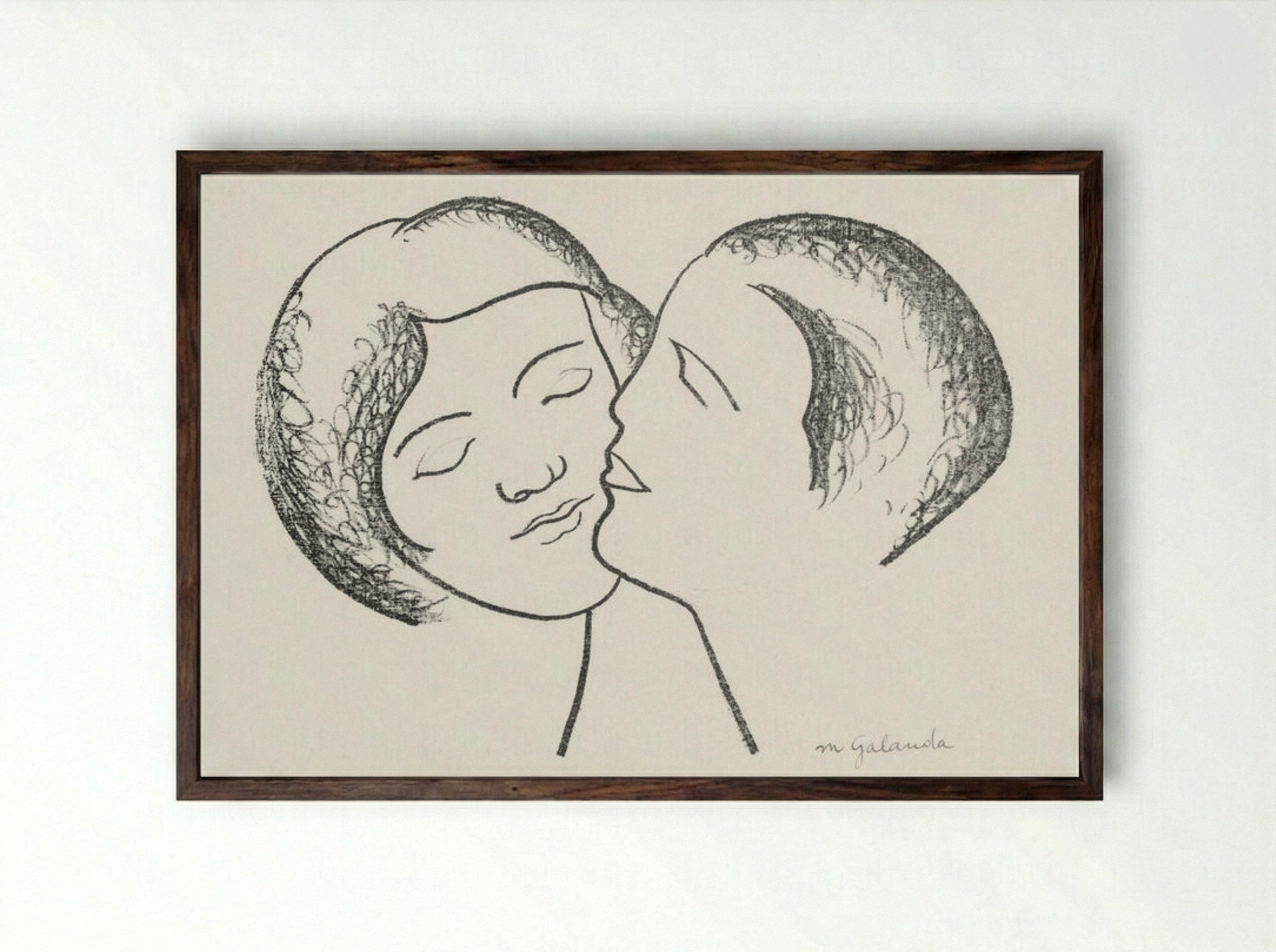 Lovers III - Mikuláš Galanda - Framed Print Dark Wood