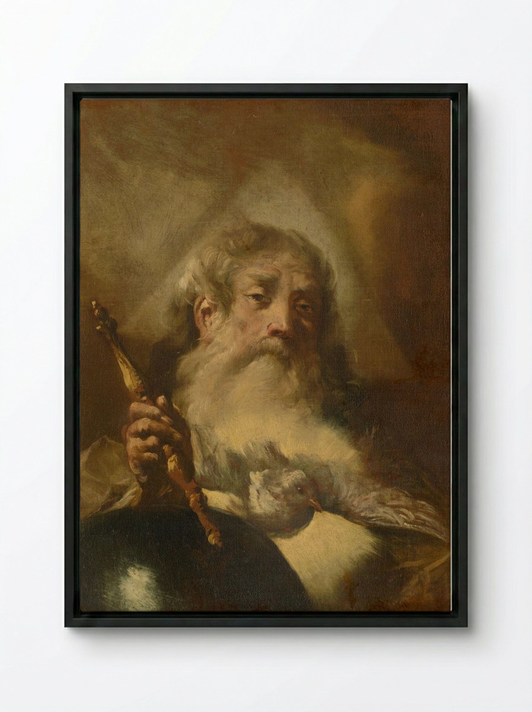 Study of God the Father - Rembrandt van Rijn - Framed Canvas Black