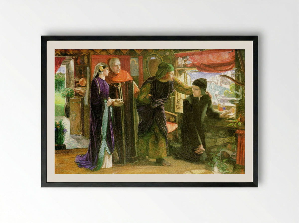 The First Anniversary of the Death of Beatrice - Dante Gabriel Rossetti - Framed Print Black