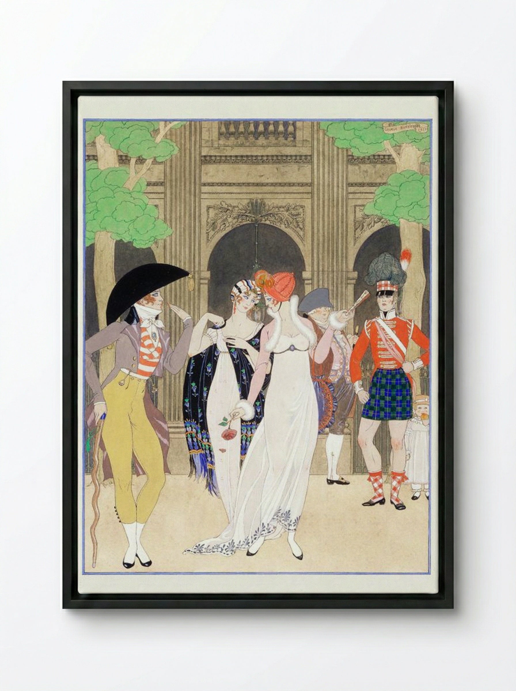 La Merveilleuse au Palais Royal - George Barbier - Framed Canvas Black