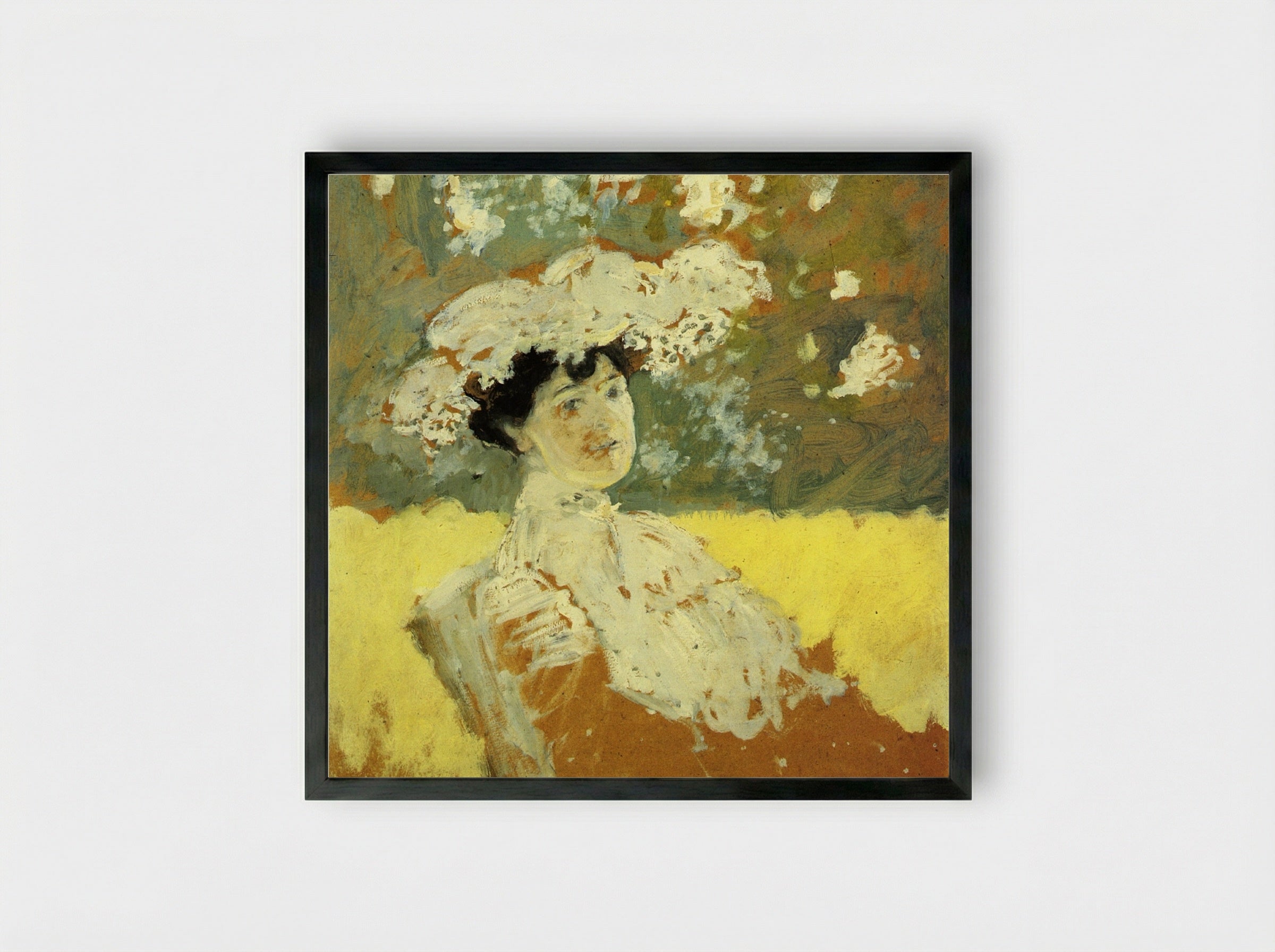 Woman with a Hat - Pierre-Auguste Renoir - Framed Print Black