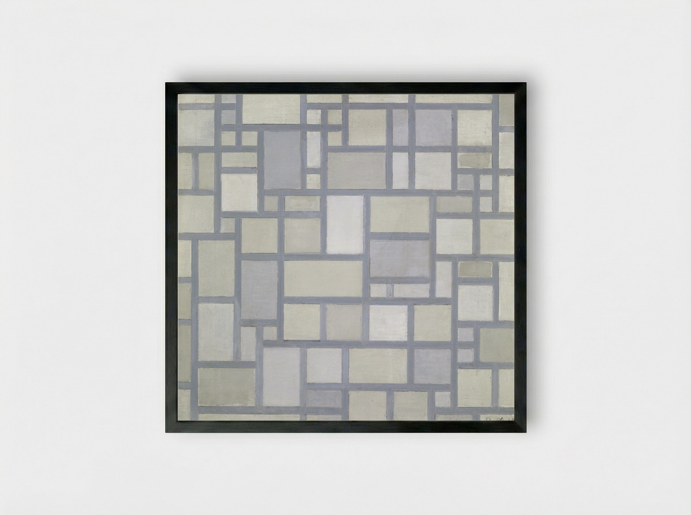 Composition with Gray Lines - Piet Mondrian - Framed Print Black