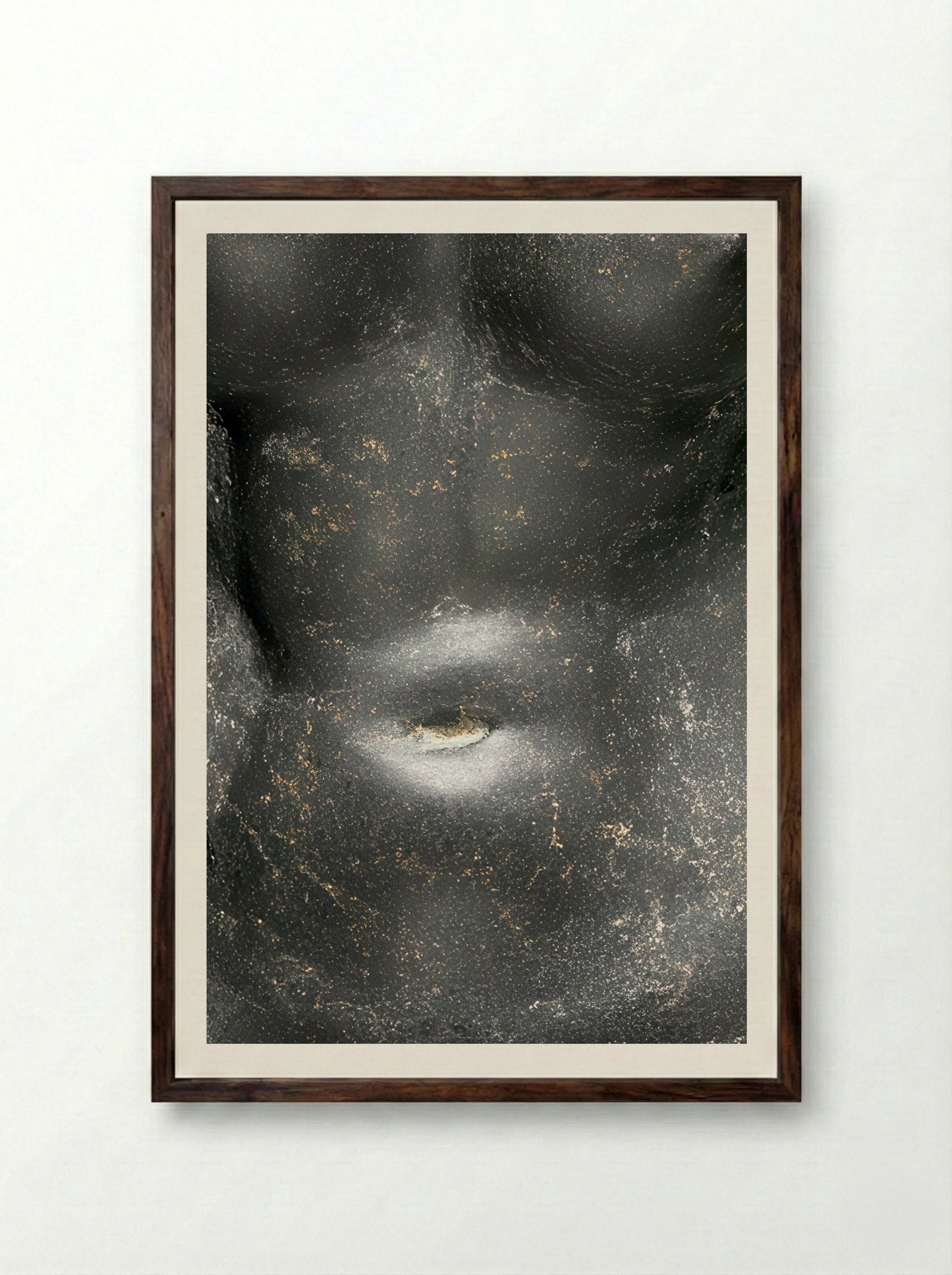 Torso of Aphrodite (Basalt Sculpture) - Fine Art Print - Framed Print Dark Wood