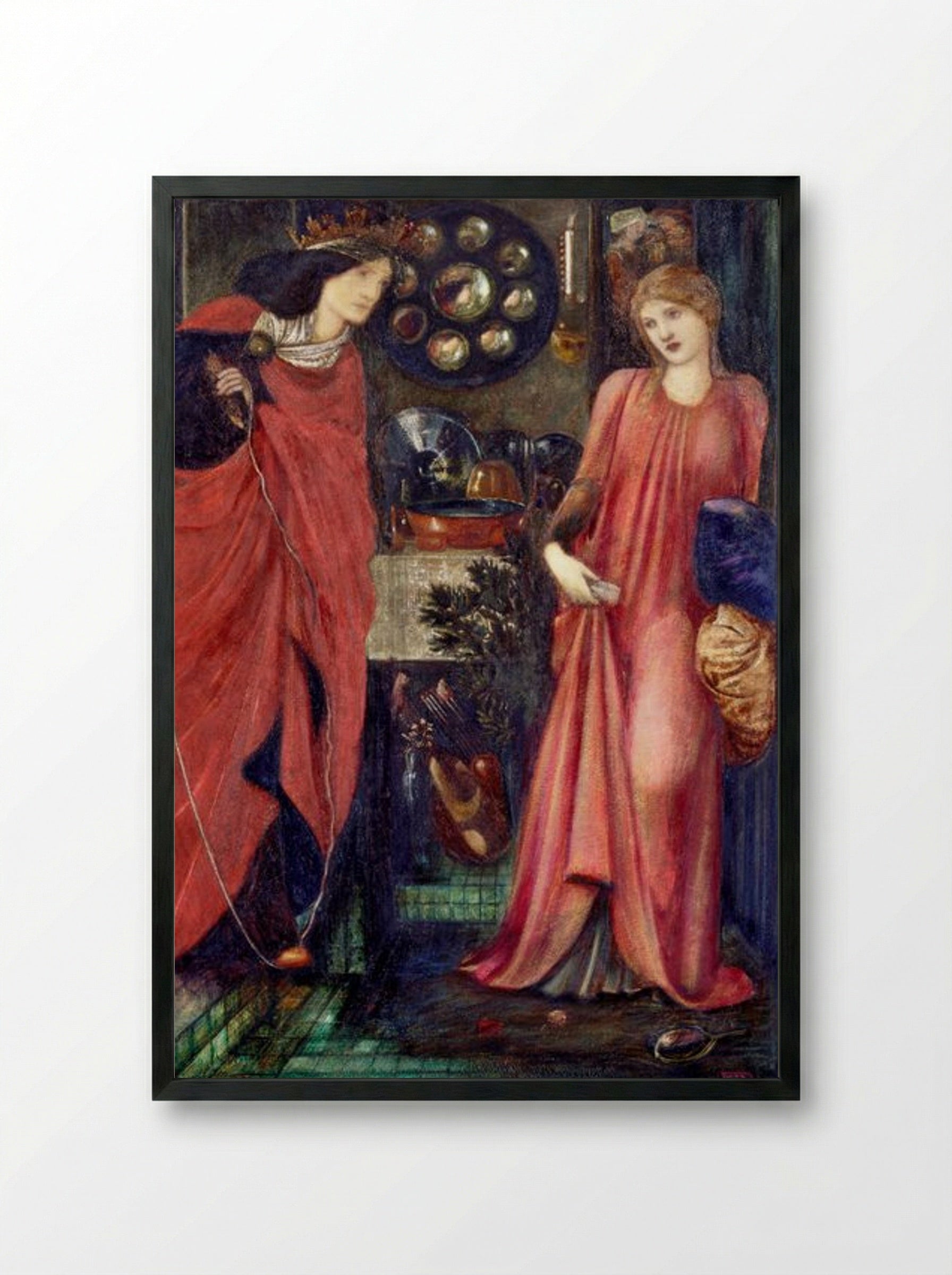 Fair Rosamund and Queen Eleanor - Edward Burne-Jones - Framed Print Black