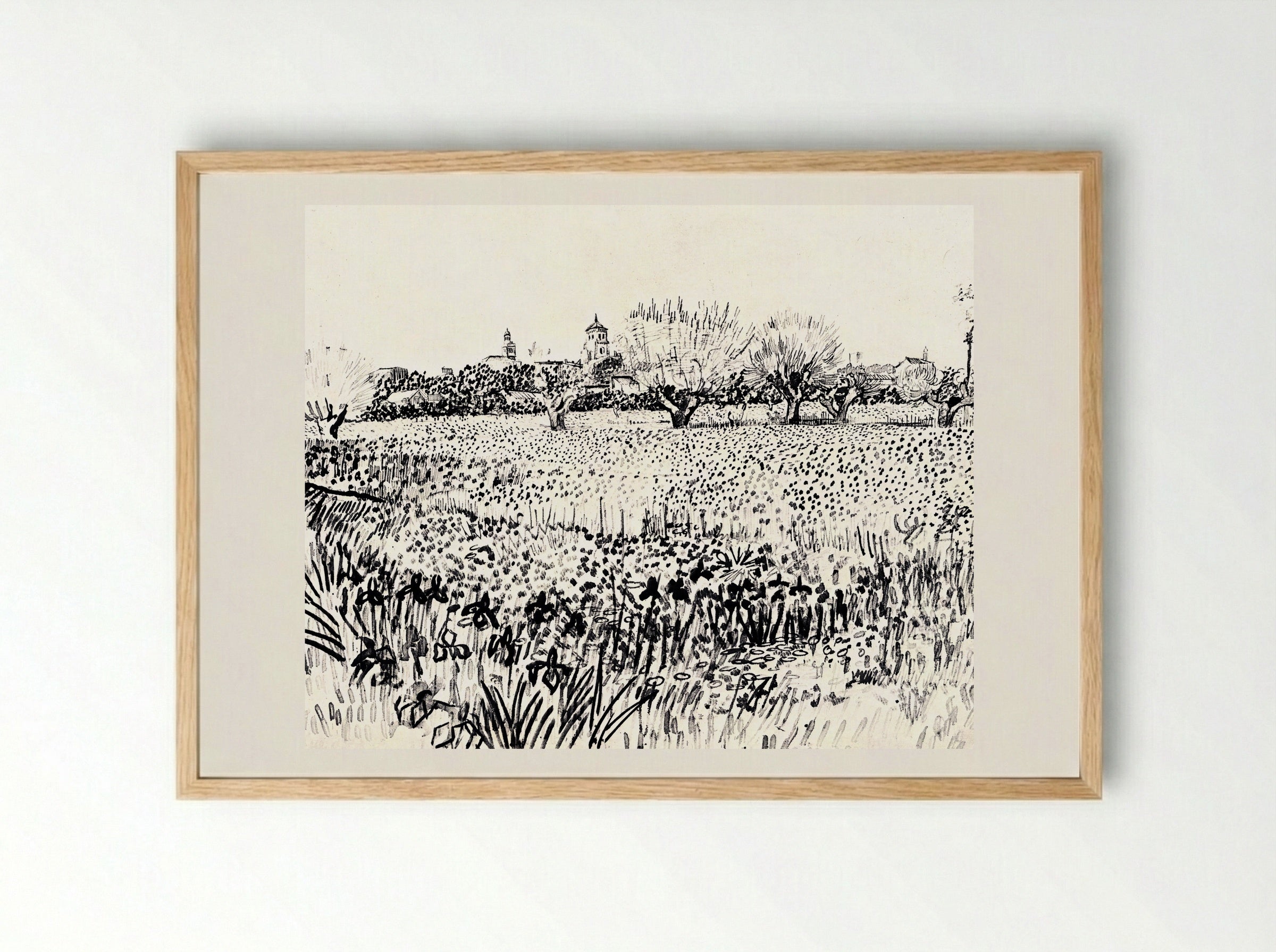 Field with Flowers - Vincent van Gogh - Framed Print Wood