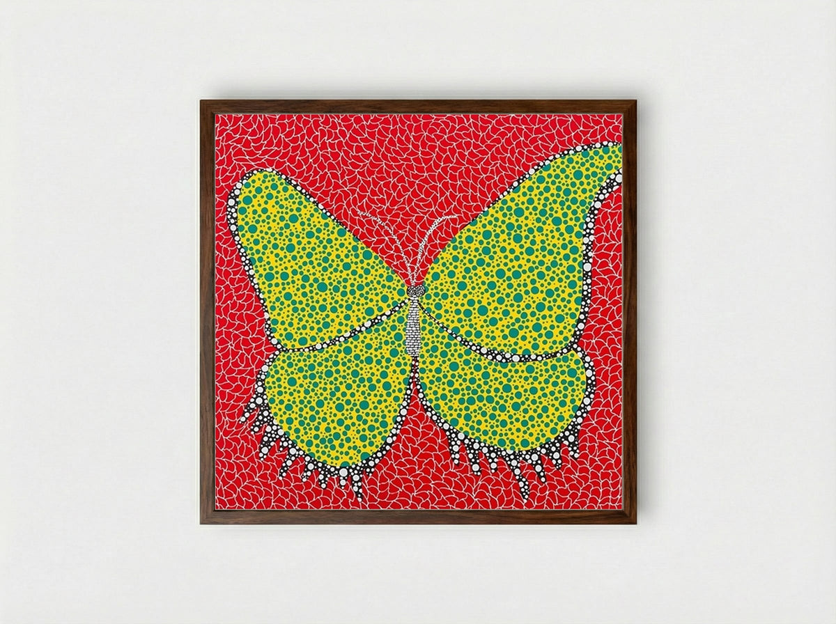 Butterfly - Yayoi Kusama - Framed Print Dark Wood
