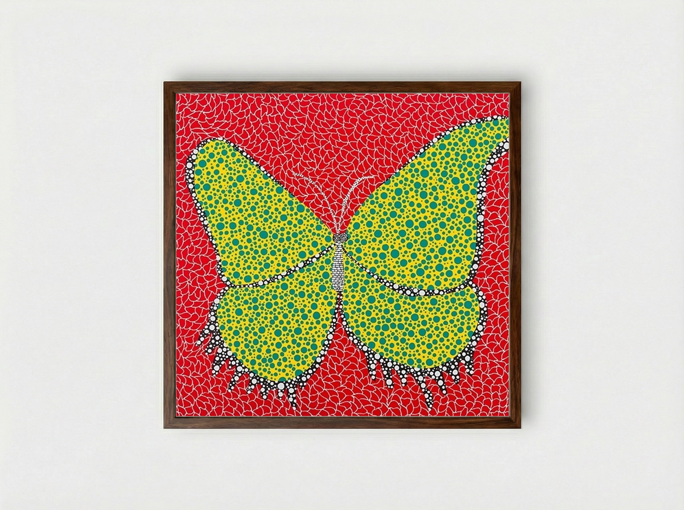 Butterfly - Yayoi Kusama - Framed Print Dark Wood