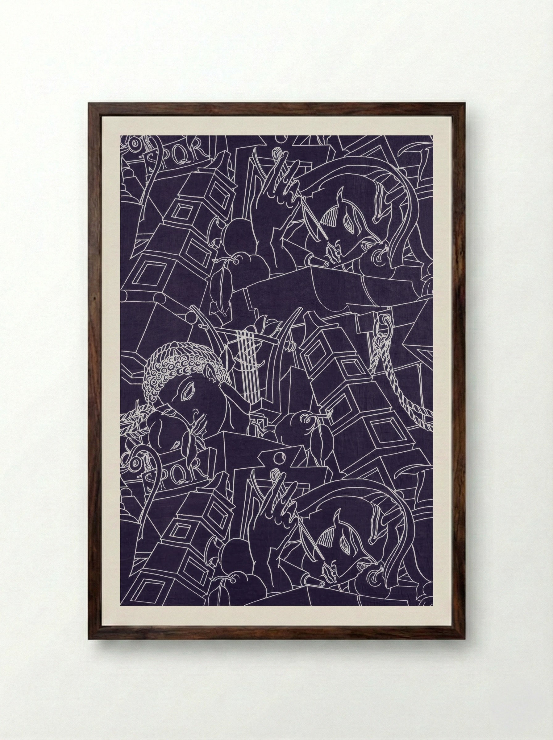 SPQR (Textile Design) - Victor Proetz - Framed Print Dark Wood