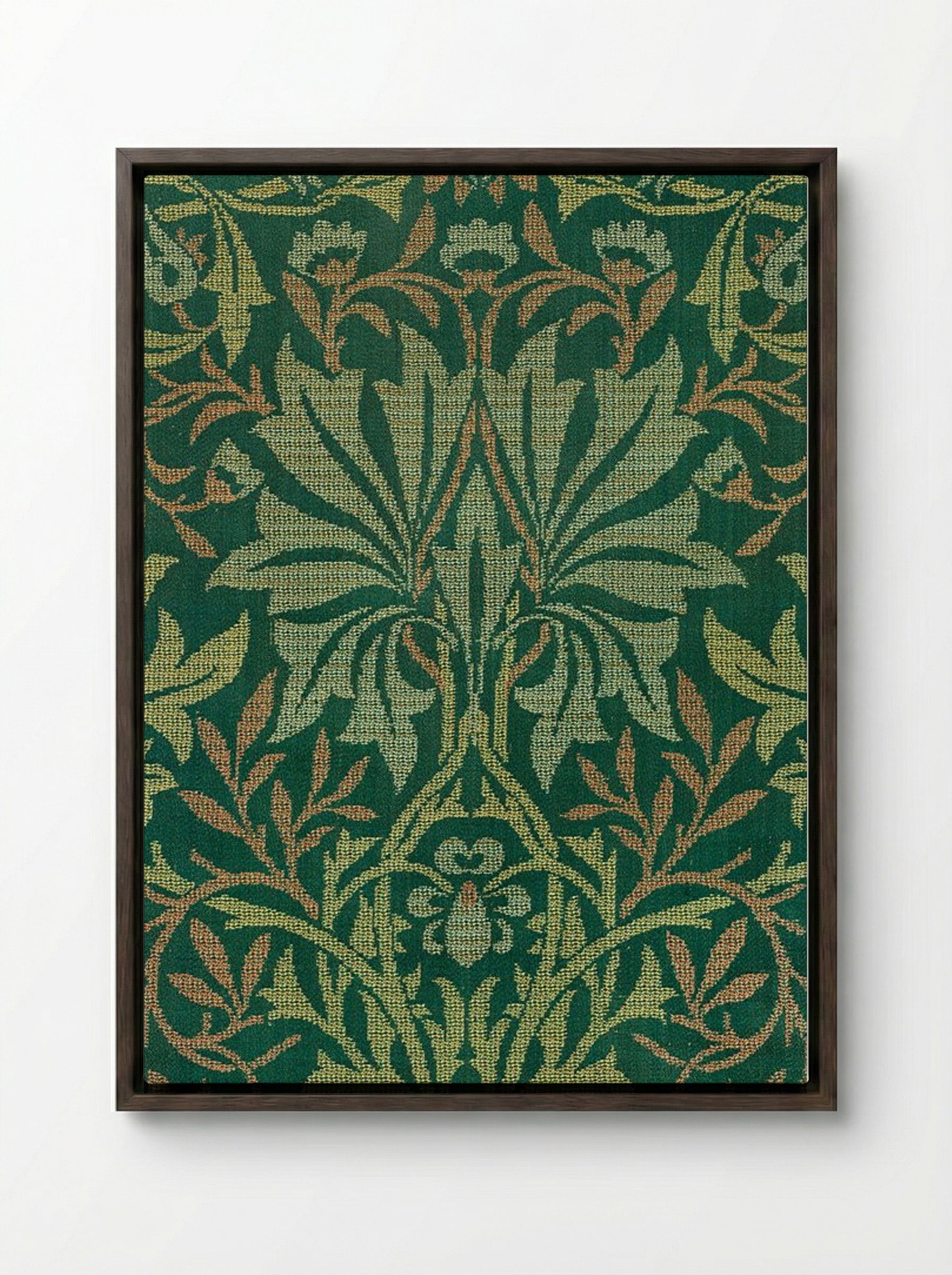 Flower Garden - William Morris - Framed Canvas Dark Wood