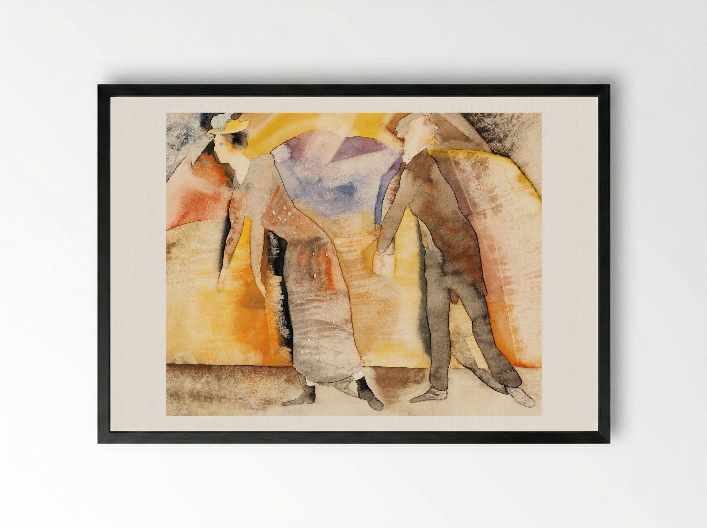 In Vaudeville: Woman and Man on Stage - Charles Demuth - Framed Print Black