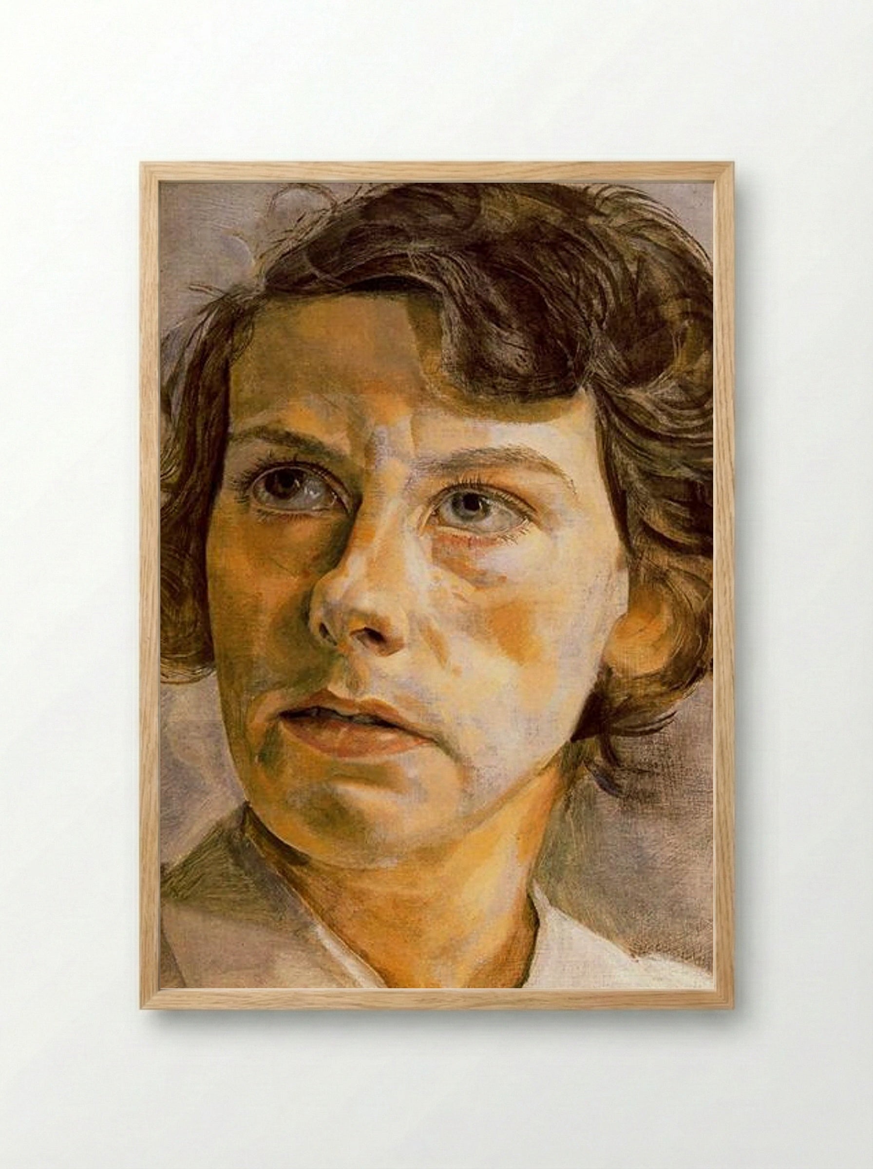 Head of a Woman (Portrait of Lady Elizabeth Cavendish) - Lucian Freud - Framed Print Wood