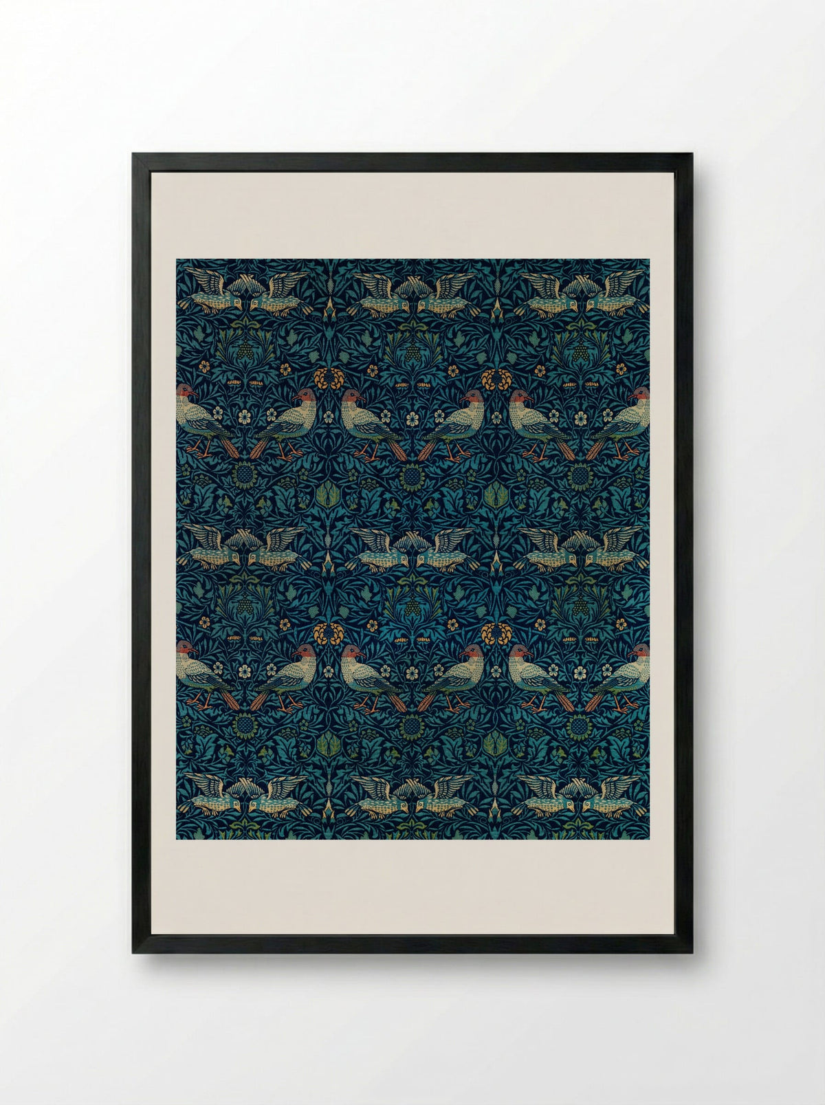 Bird and Anemone - William Morris - Framed Print Black