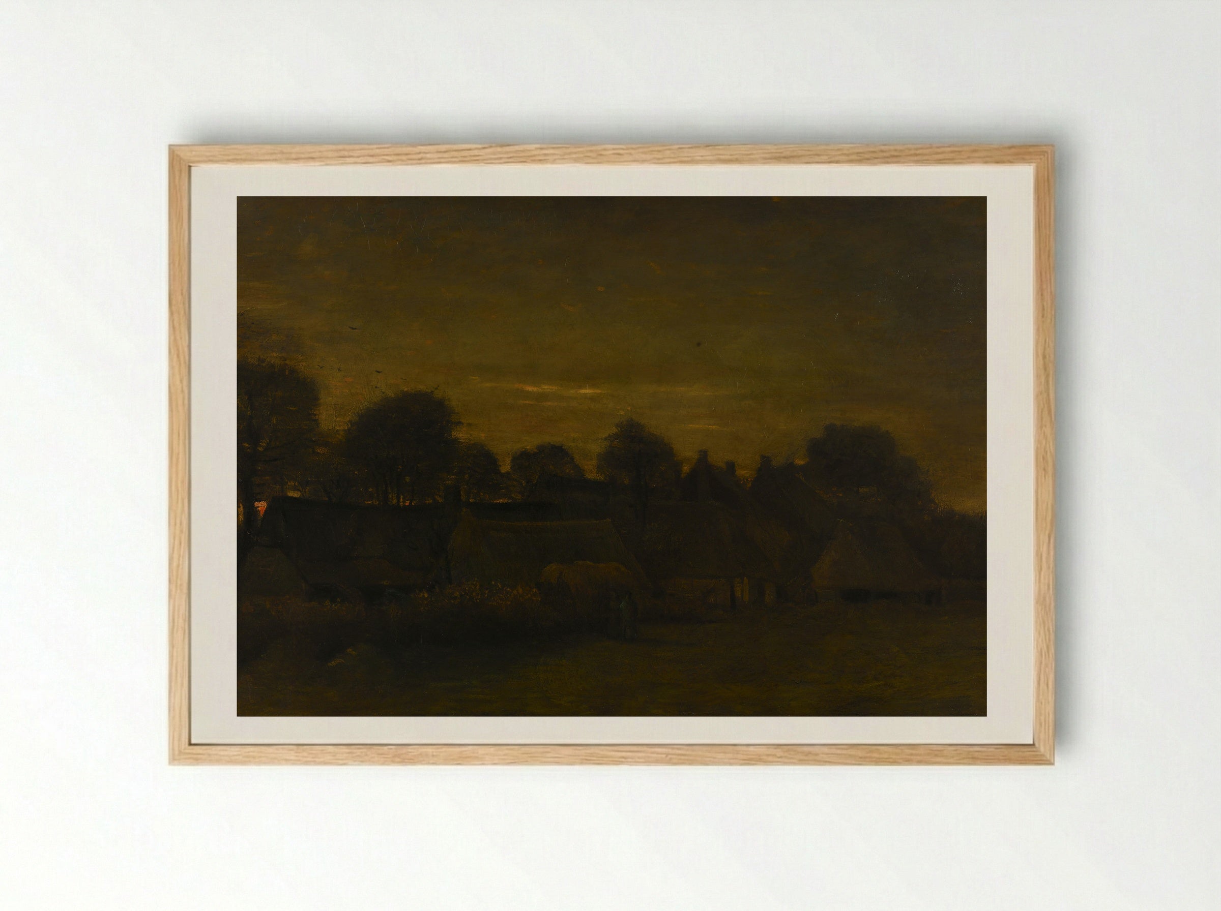 Boerendorp in de avond - Vincent van Gogh - Framed Print Wood