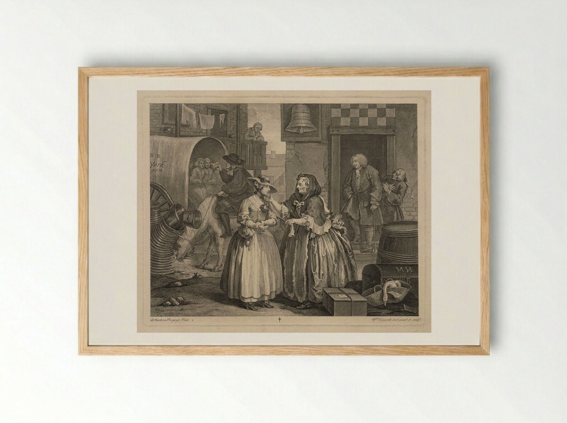 Moll Hackabout Encounters a Bawd in London - William Hogarth - Framed Print Wood