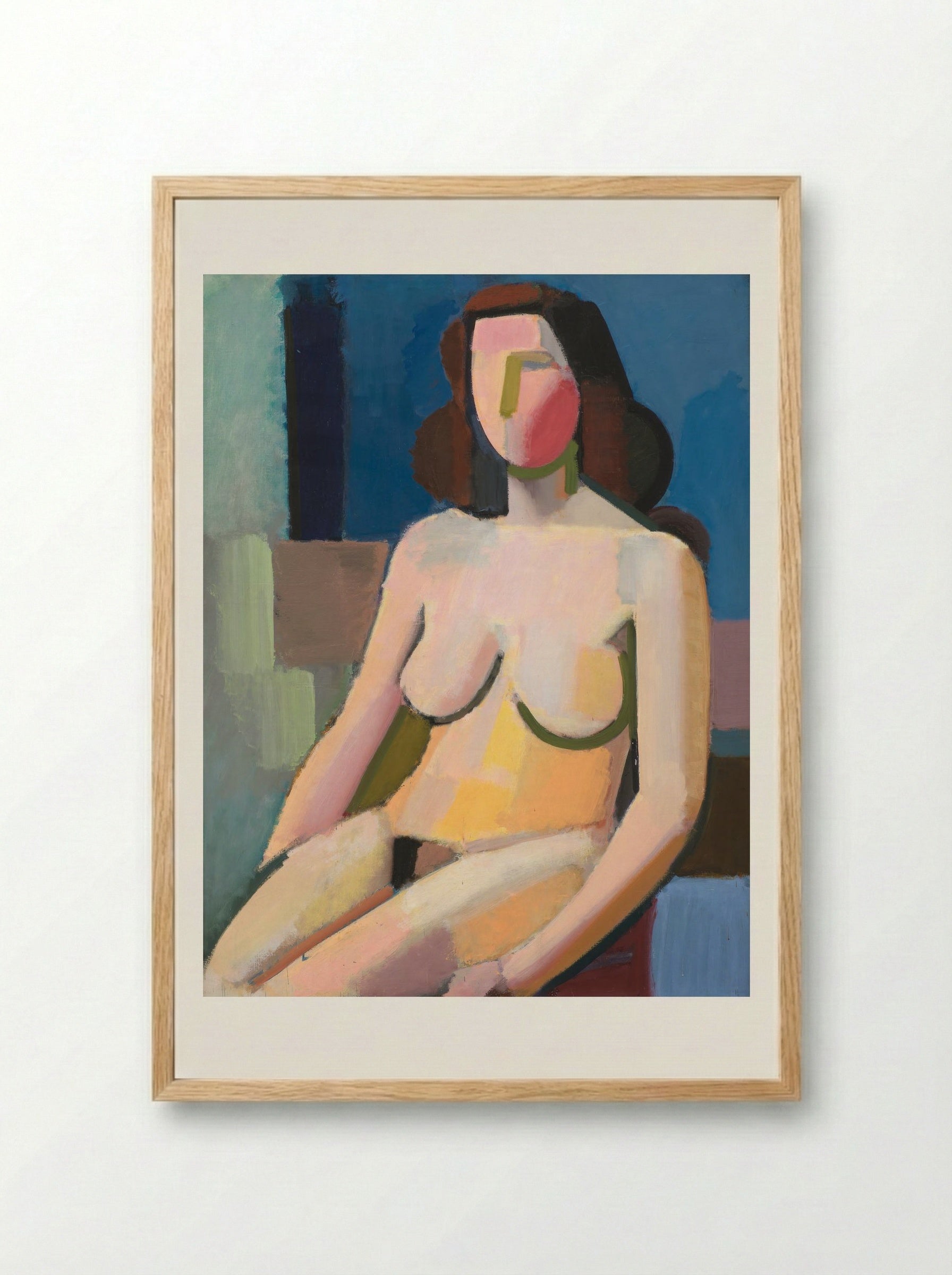 Seated Female Model - Vilhelm Lundstrøm - Framed Print Wood