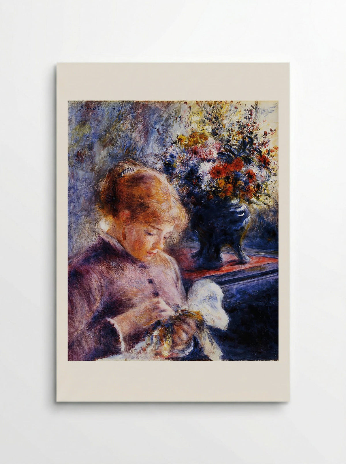 Young Woman Sewing - Pierre-Auguste Renoir - Poster
