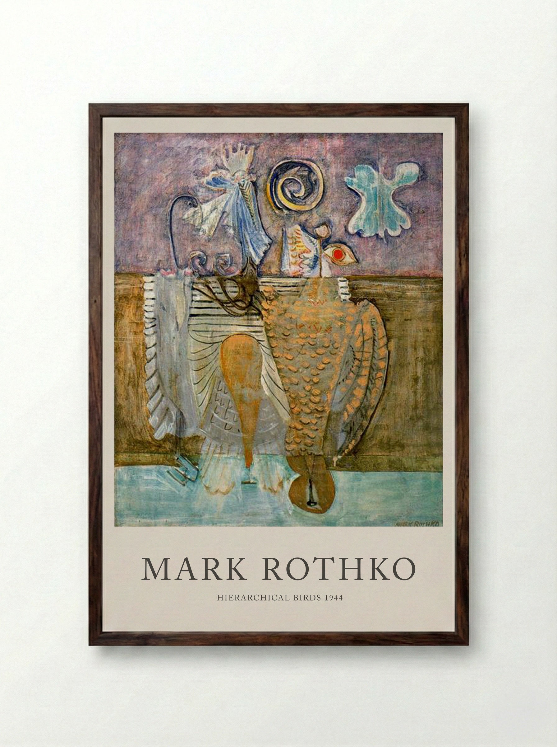 Hierarchical Birds - Mark Rothko - Framed Print Dark Wood