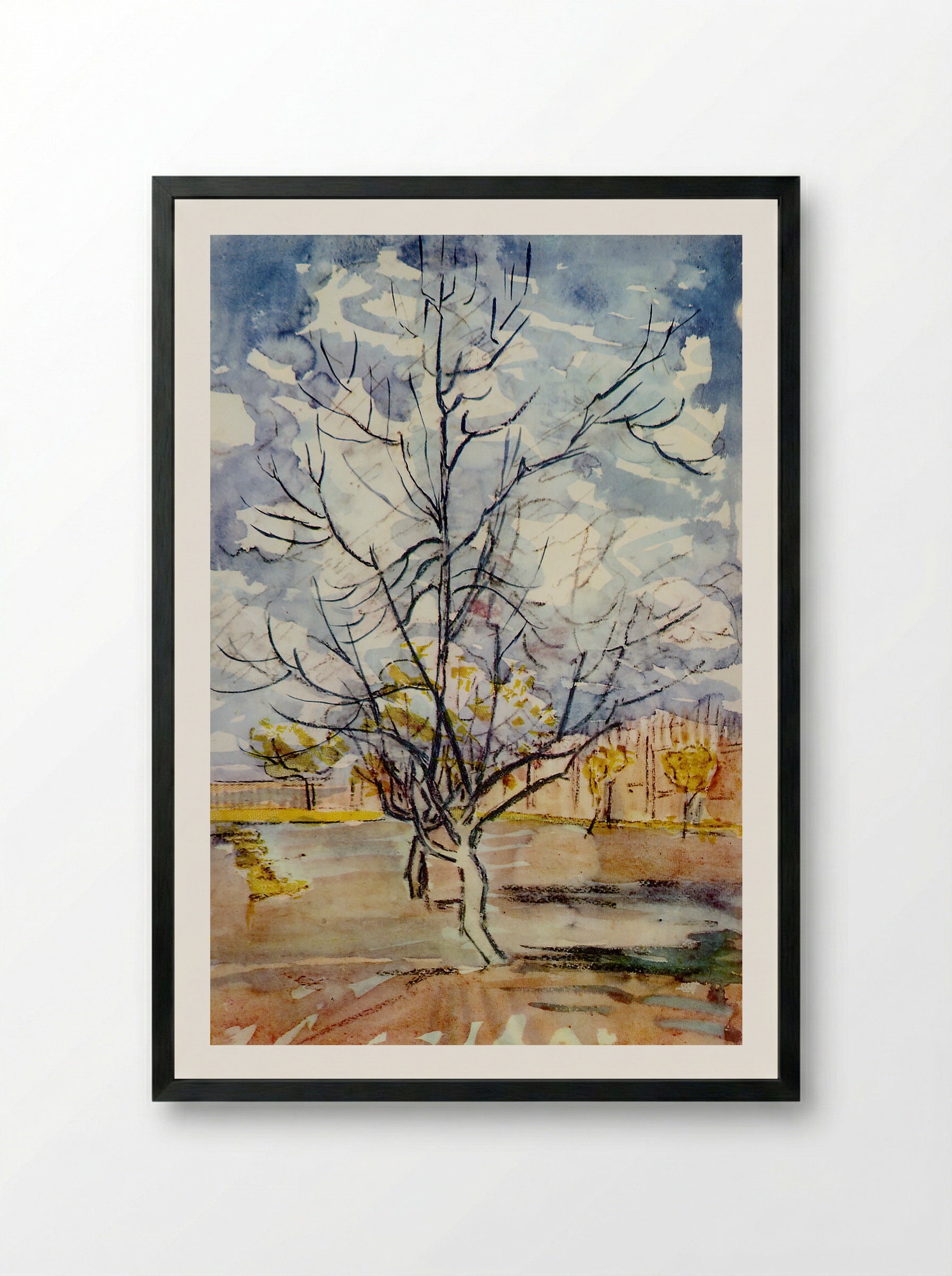 Pink Peach Trees - Fine Art Print - Framed Print Black