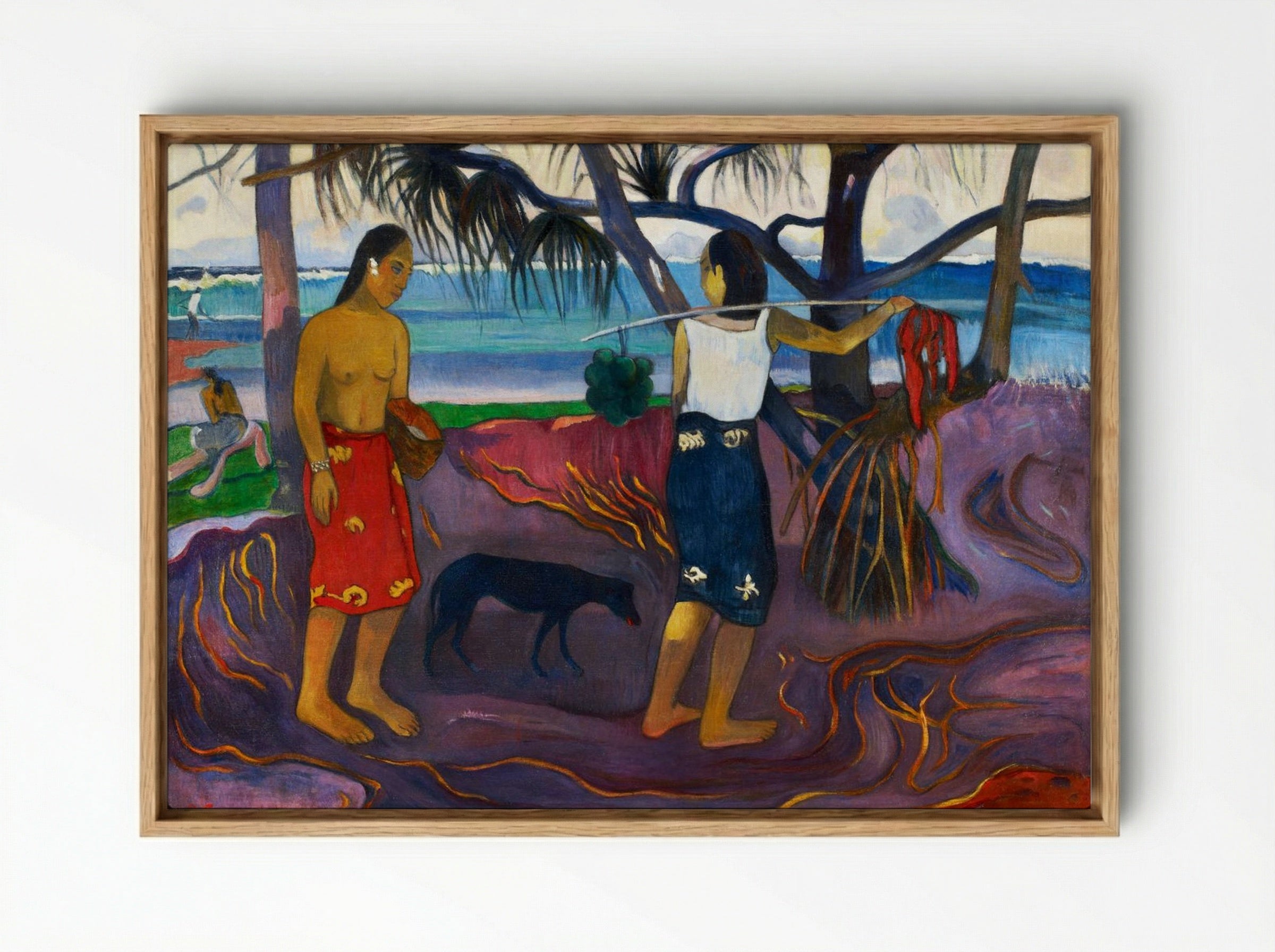 I Raro Te Oviri (Under the Pandanus) - Paul Gauguin - Framed Canvas Wood