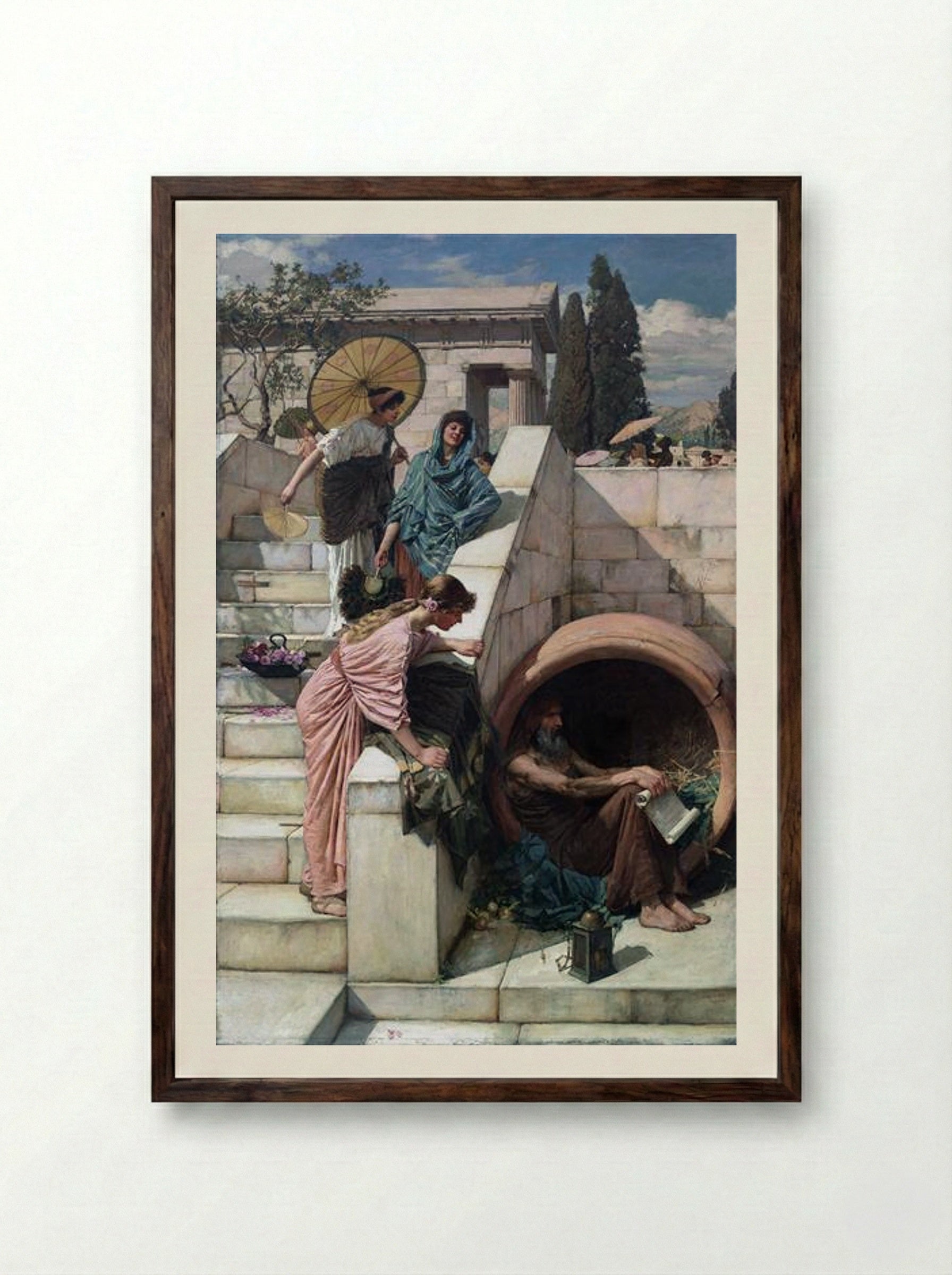 Diogenes - John William Waterhouse - Framed Print Dark Wood