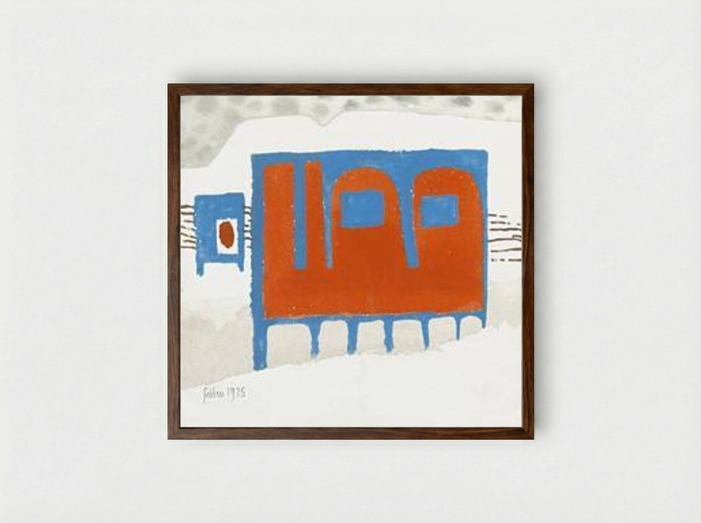 Abstracted Building in Winter - Mary Fedden - Framed Print Dark Wood