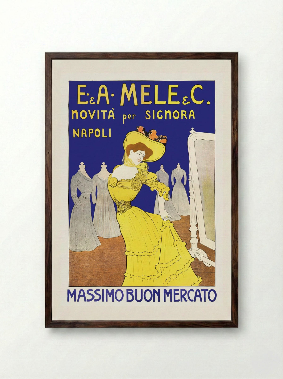 E. & A. Mele & C. - Novita per Signora - Leonetto Cappiello - Framed Print Dark Wood