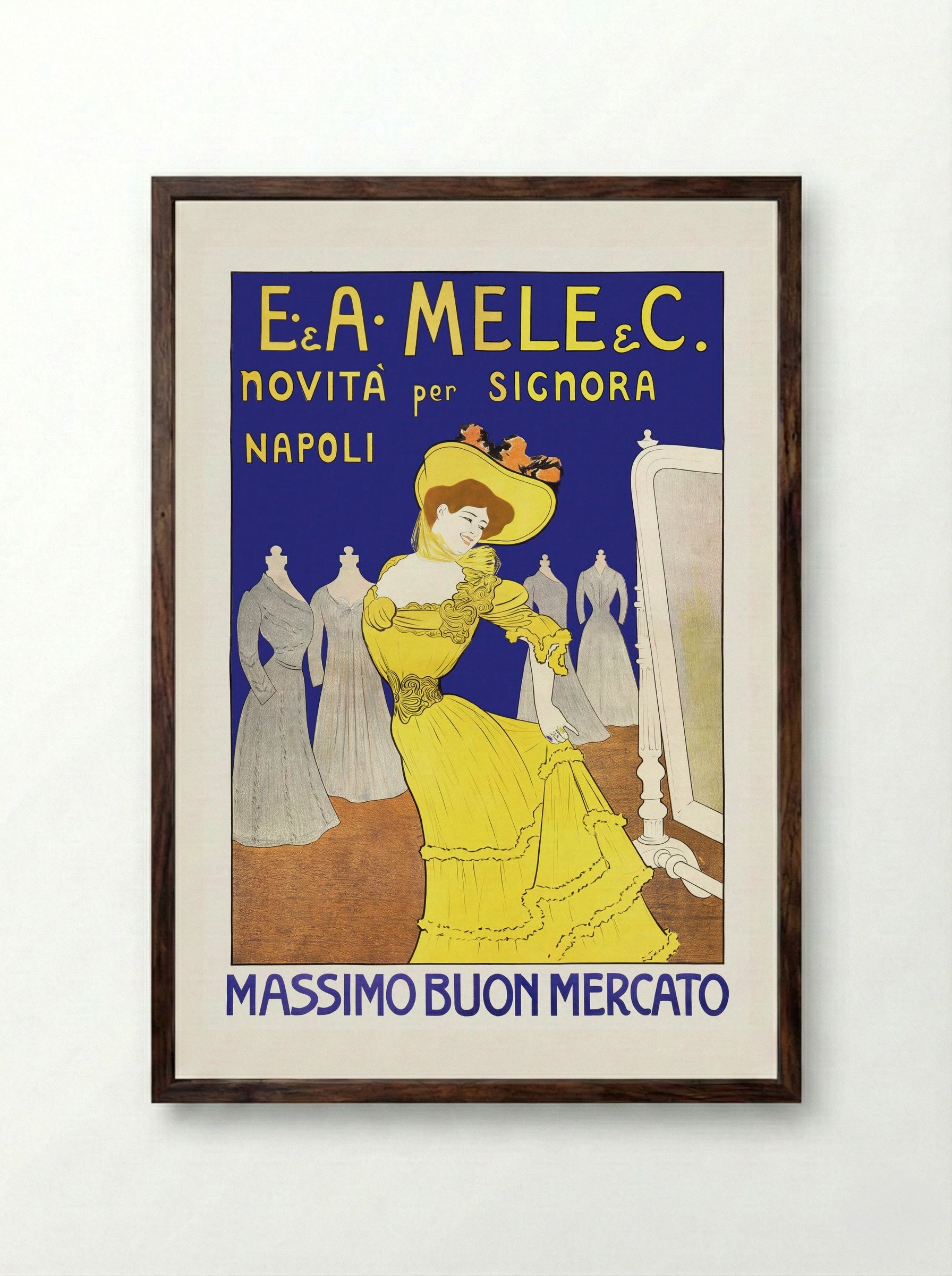 E. & A. Mele & C. - Novita per Signora - Leonetto Cappiello - Framed Print Dark Wood