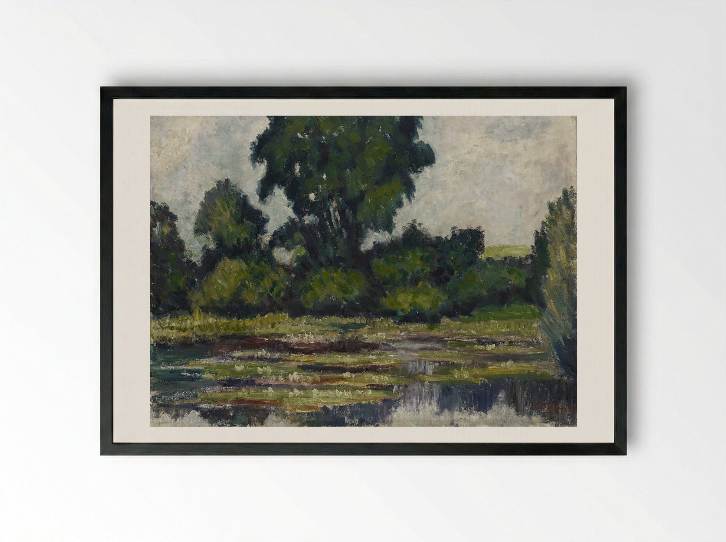 Lumpeita (Water Lilies) - Alfred William Finch - Framed Print Black