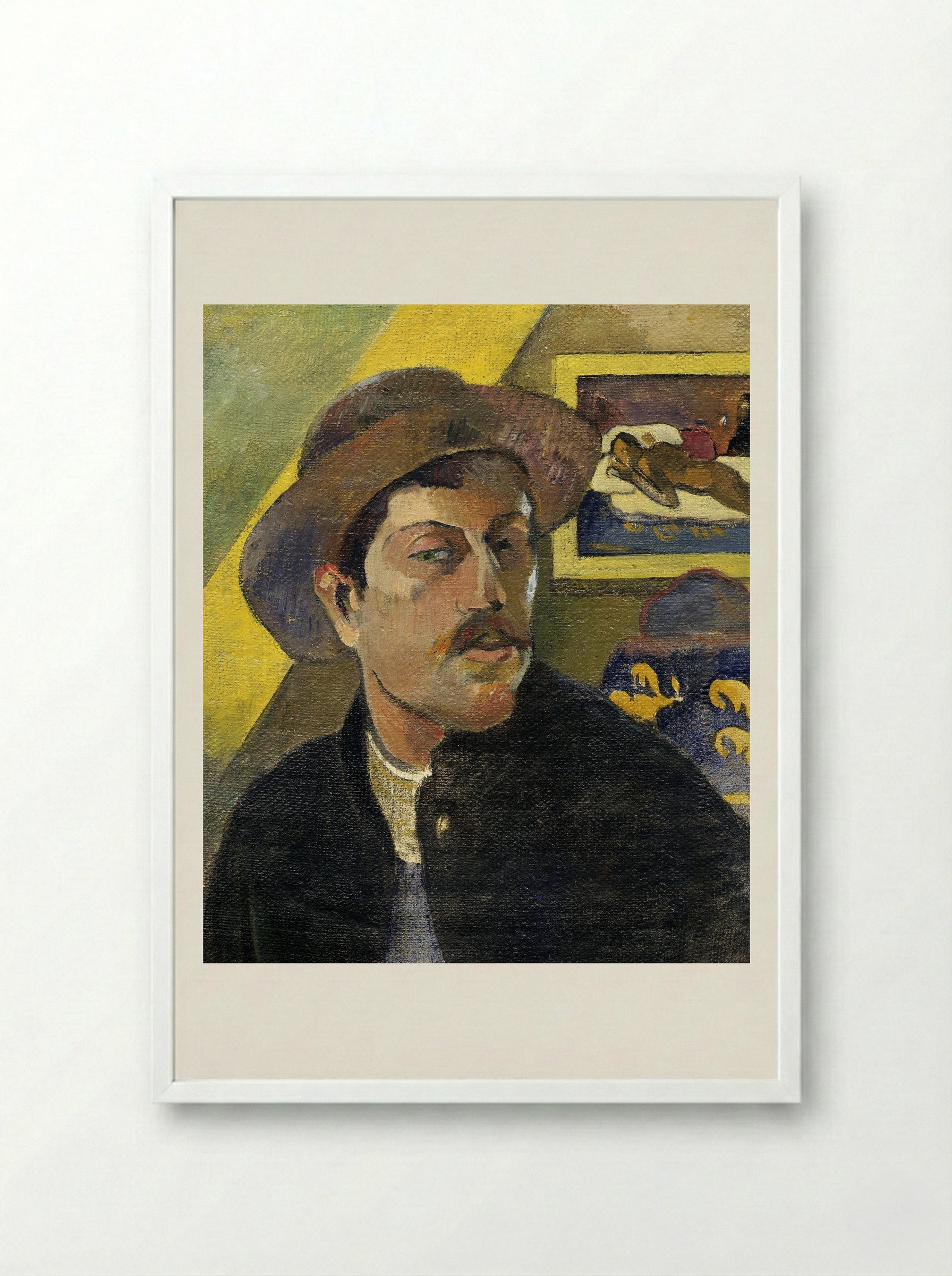 Self-Portrait in a Hat - Paul Gauguin - Framed Print White