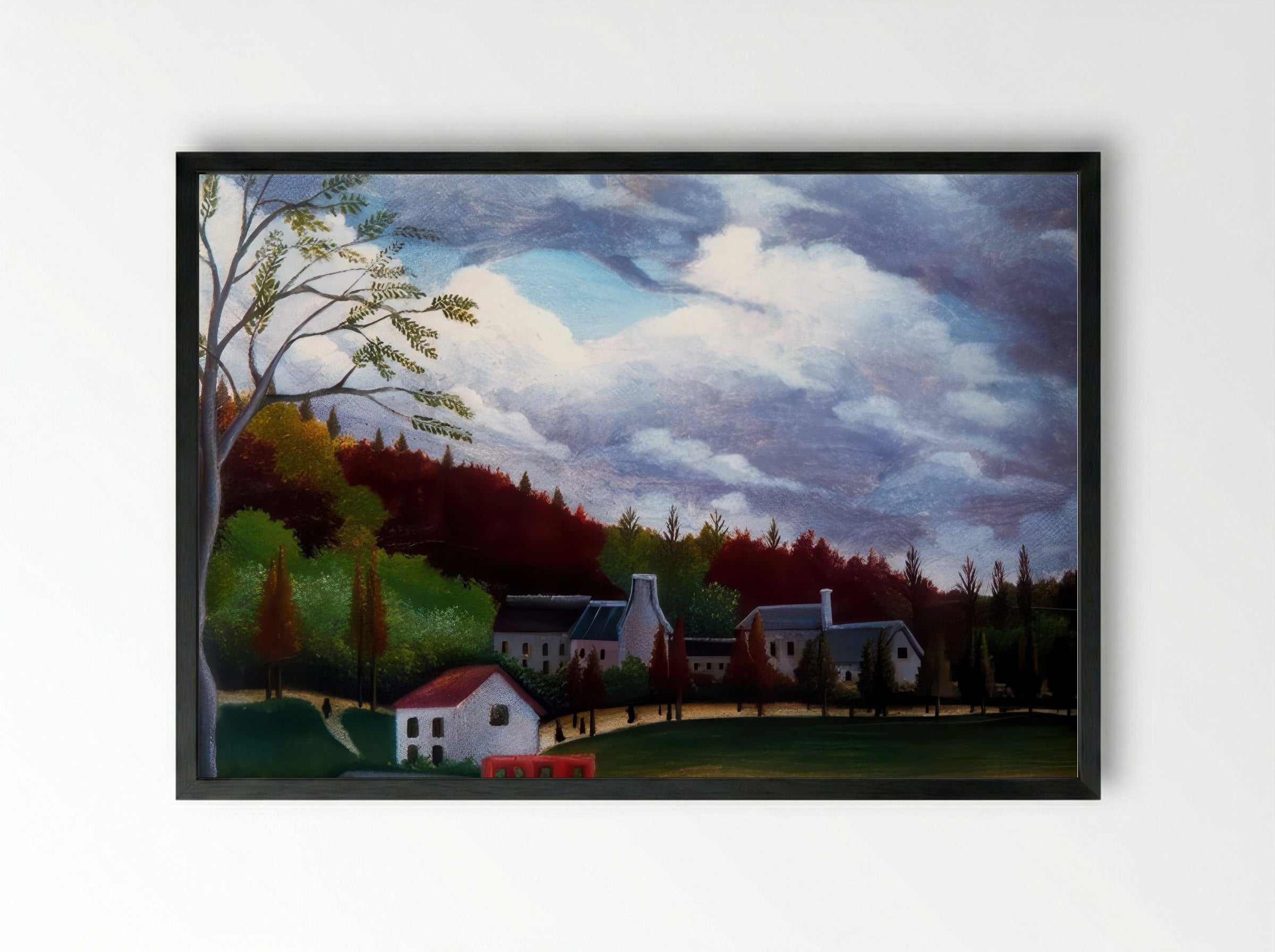 The Bièvre at Gentilly by Henri Rousseau – Naïve Art French River Landscape Print - Framed Print Black