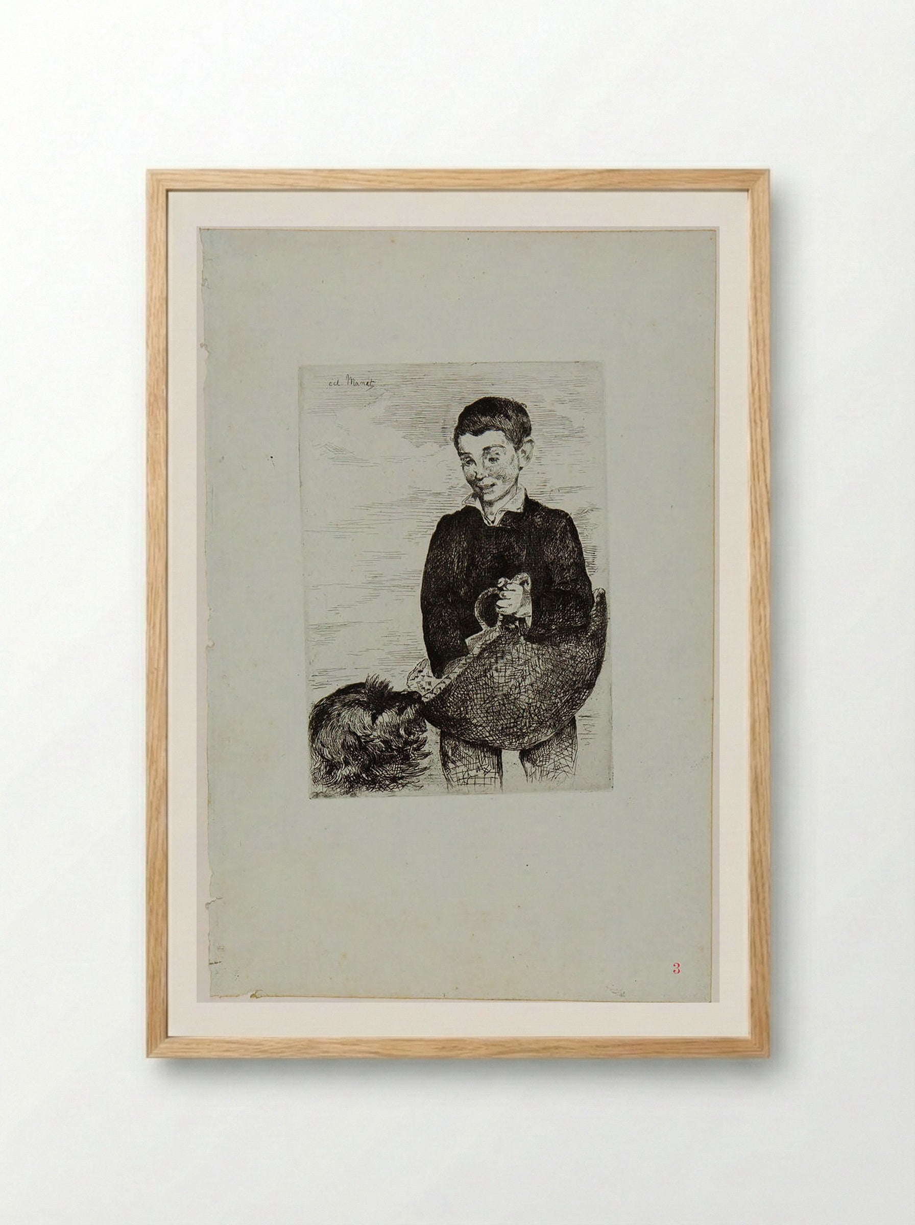 The Urchin (Boy with Dog) - Édouard Manet - Framed Print Wood