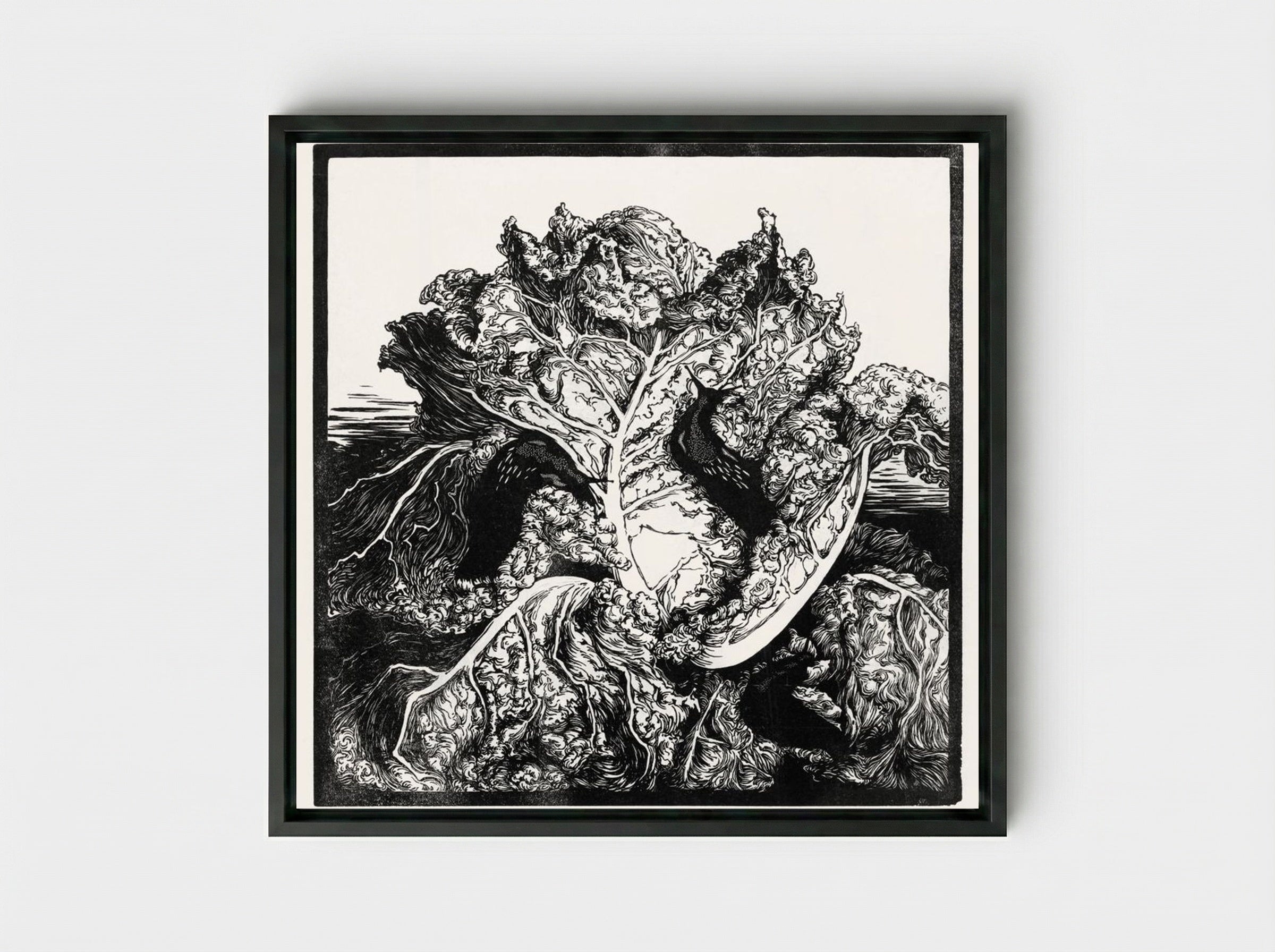 Three Slugs on a Cabbage - Julie de Graag - Framed Canvas Black