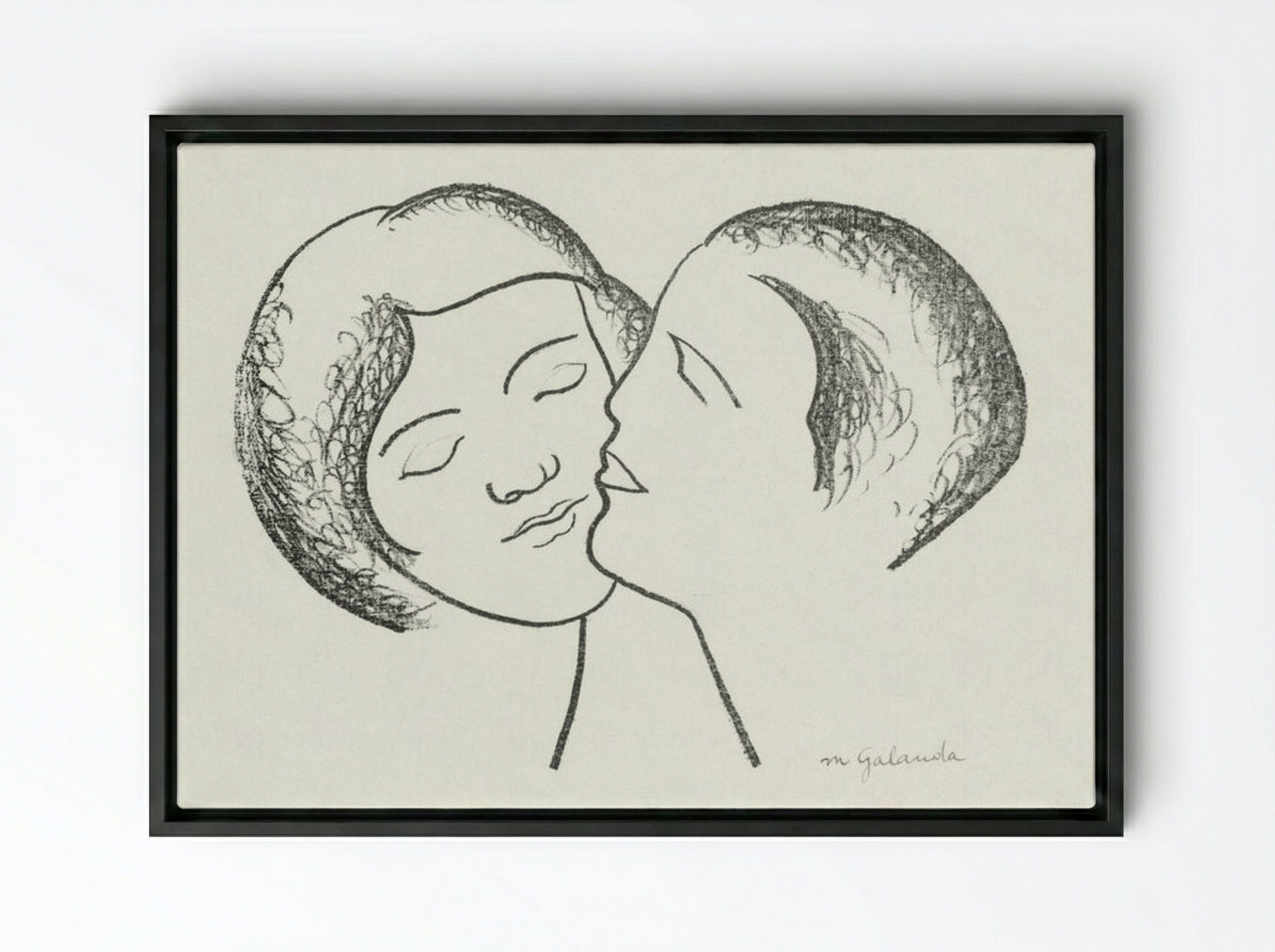Lovers III - Mikuláš Galanda - Framed Canvas Black