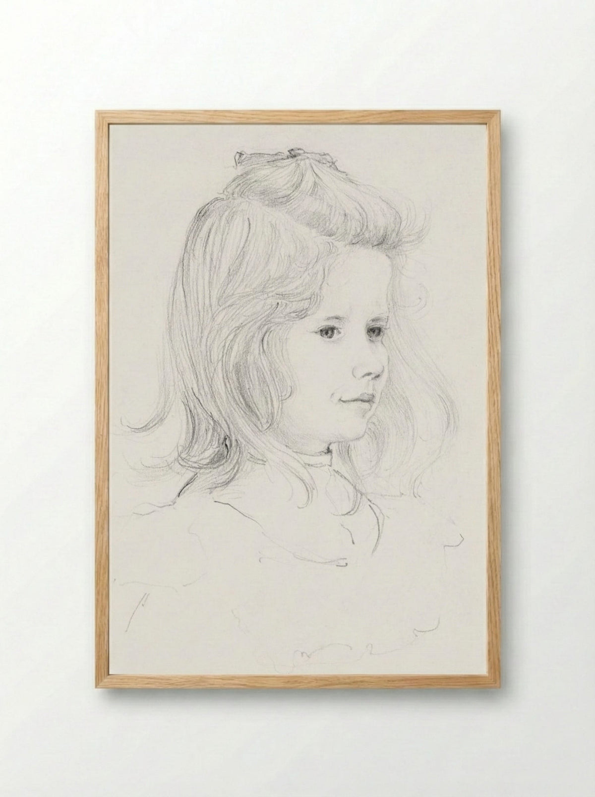 Portrait of a Girl (Sketch) - Julie de Graag - Framed Print Wood