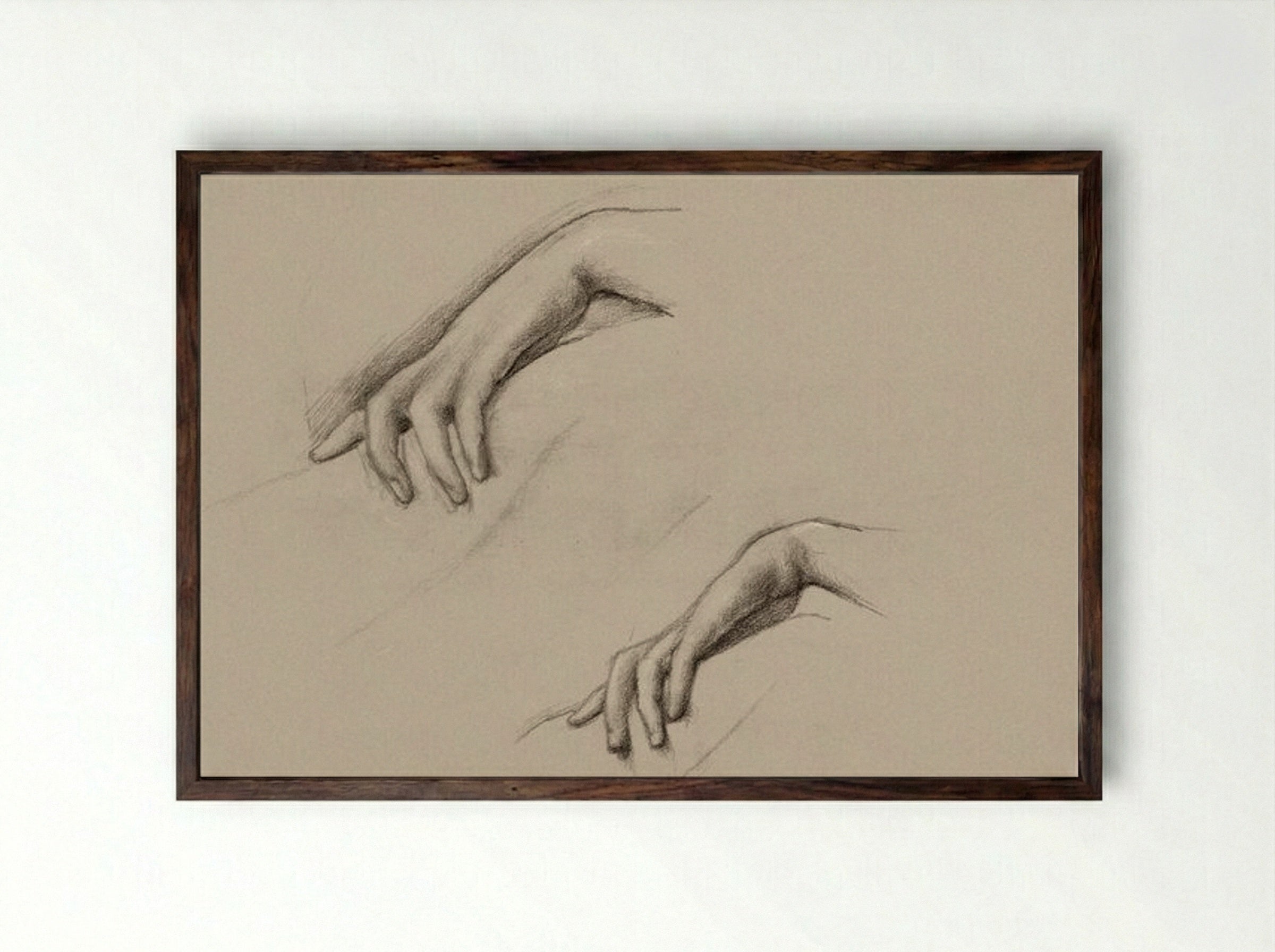 Studies for a Hand in 'The Godhead Fires' - Edward Burne-Jones - Framed Print Dark Wood
